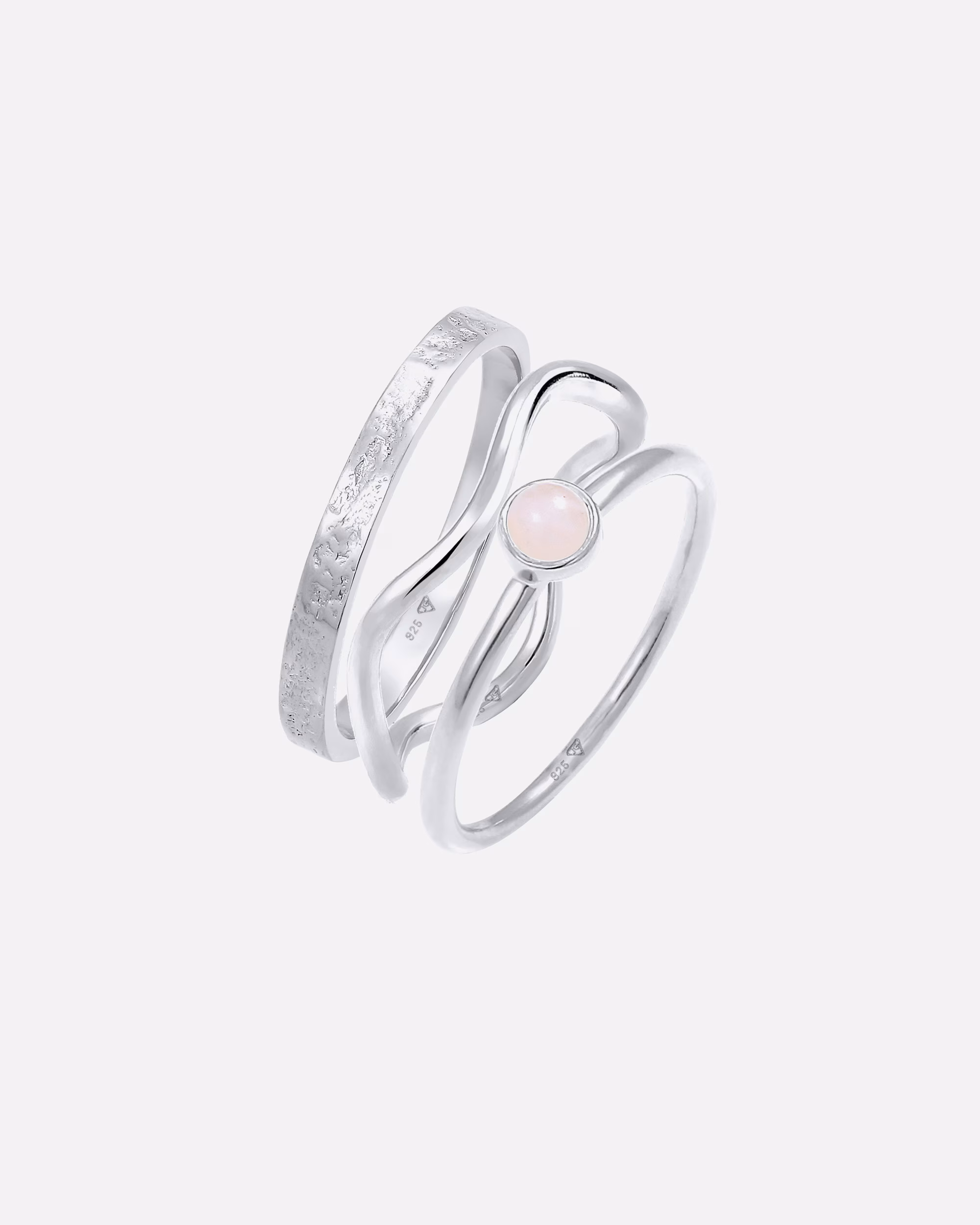 Elli PREMIUM ring Elli PREMIUM ring solitaire pink quartz set of 3 rings 925 silver