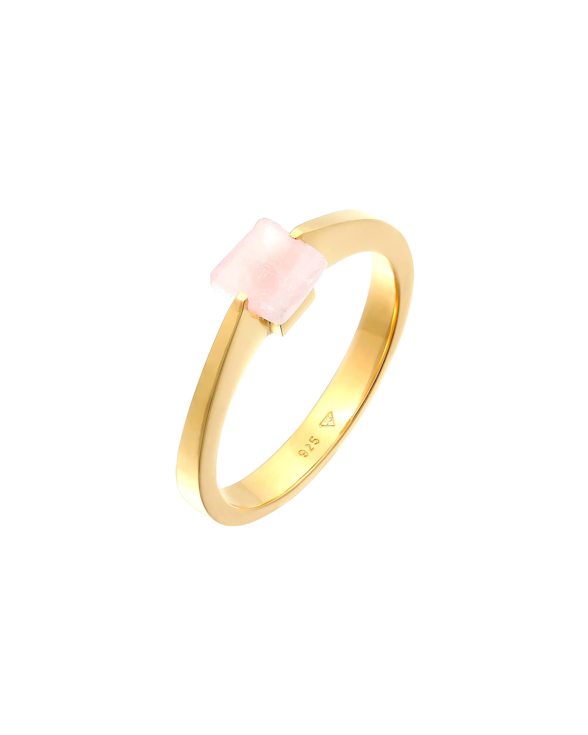 Elli PREMIUM ring Elli PREMIUM ring solitaire pink quartz gemstone square 925 silver