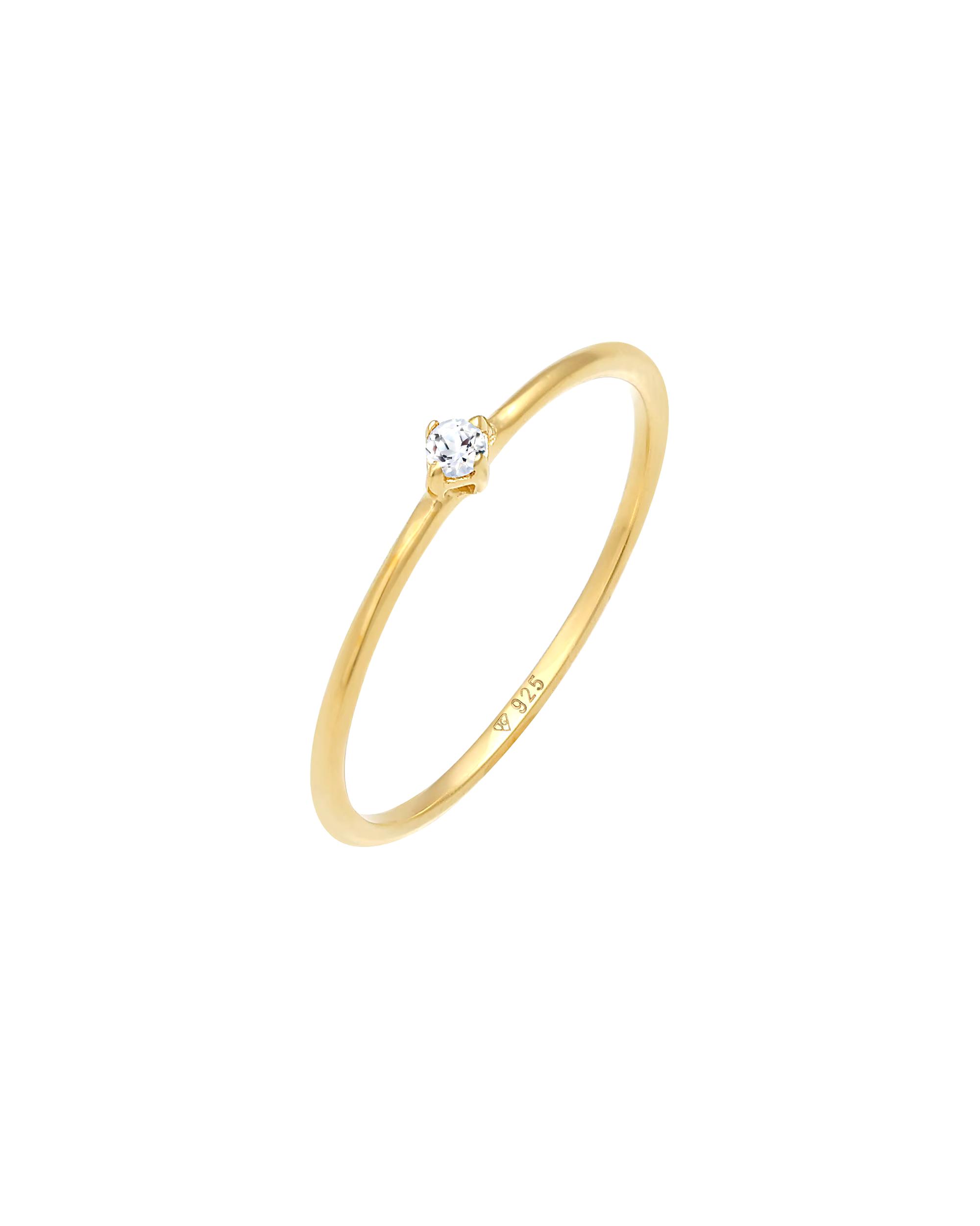 Elli PREMIUM ring Elli PREMIUM ring stacking ring topaz solitaire 925 silver gold-plated