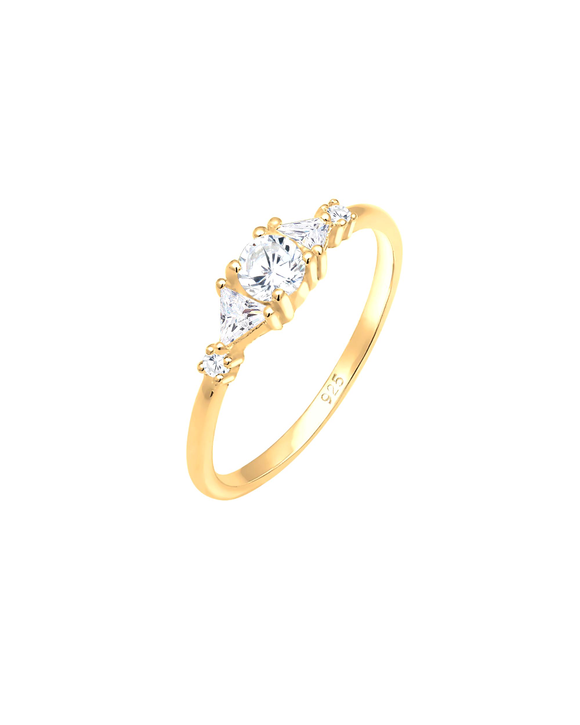 Elli PREMIUM ring Elli PREMIUM ring triangle zirconia sparkling 925 silver gold-plated