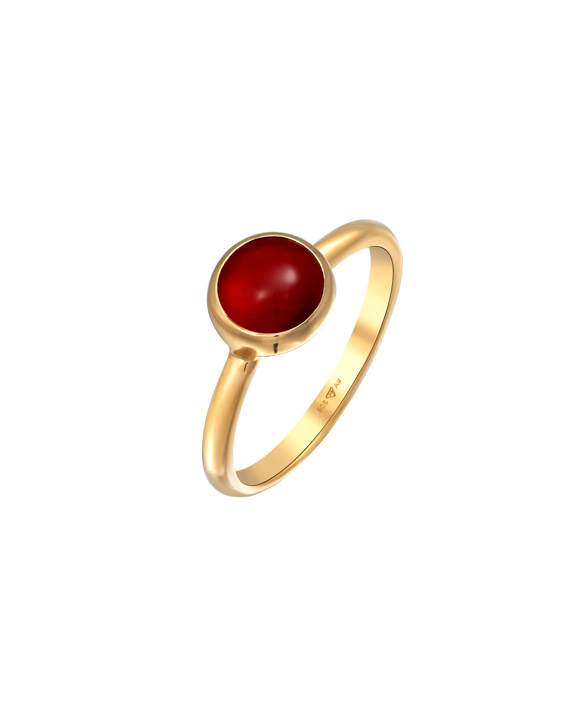 Elli PREMIUM ring carnelian gemstone solitaire 925 silver