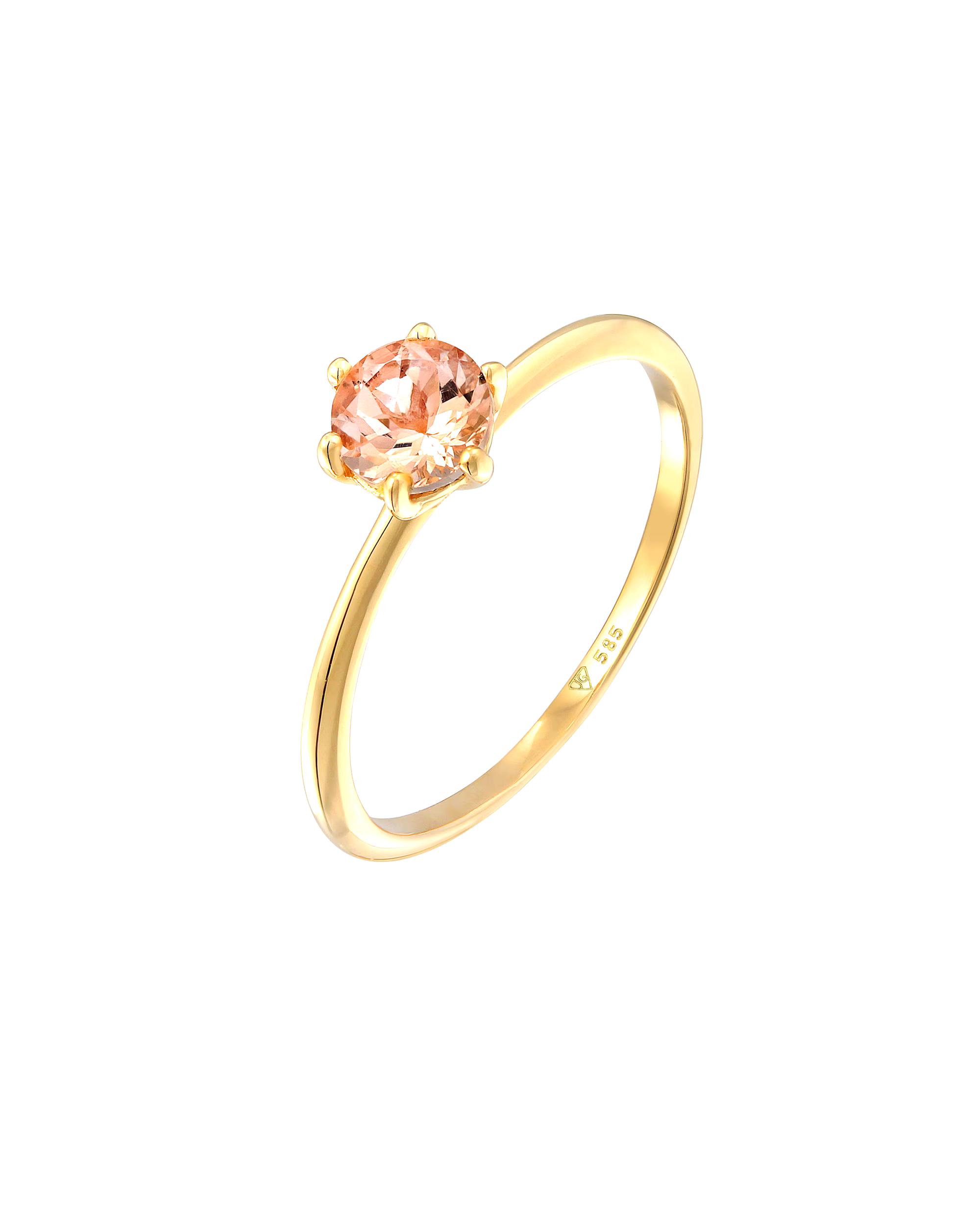 Elli PREMIUM ring Morganite solitaire engagement ring 585 yellow gold