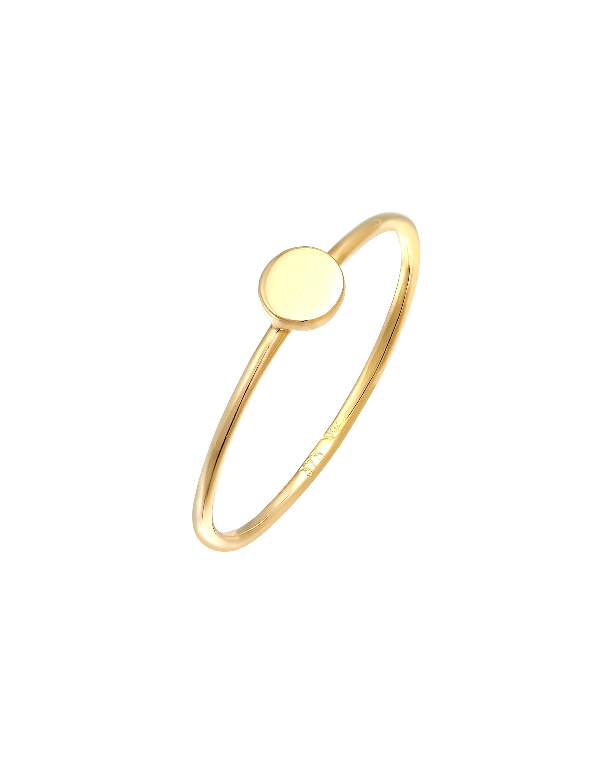Elli PREMIUM ring plate round shape statement 375 yellow gold