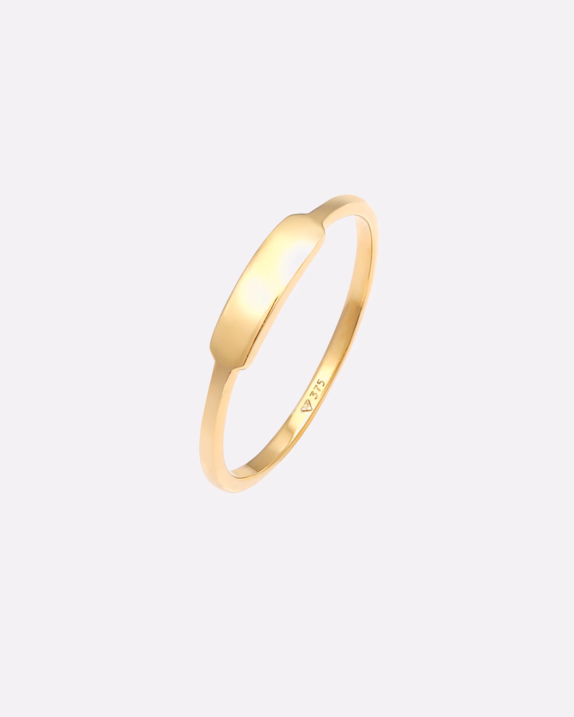 Elli PREMIUM ring rectangle geo signet ring design 375 yellow gold