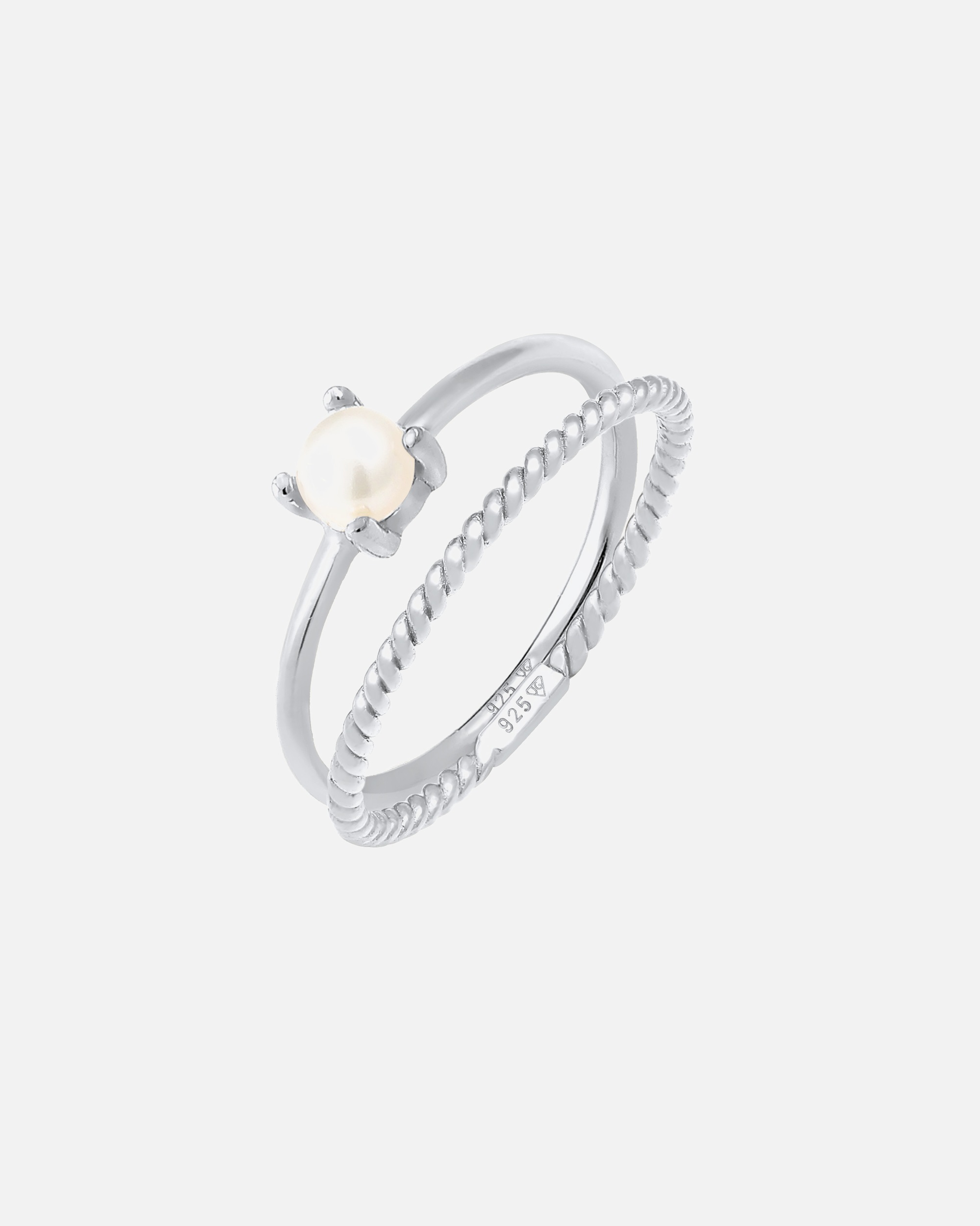 Elli PREMIUM Ring Ring Set Pearl Twisted 925 Silver