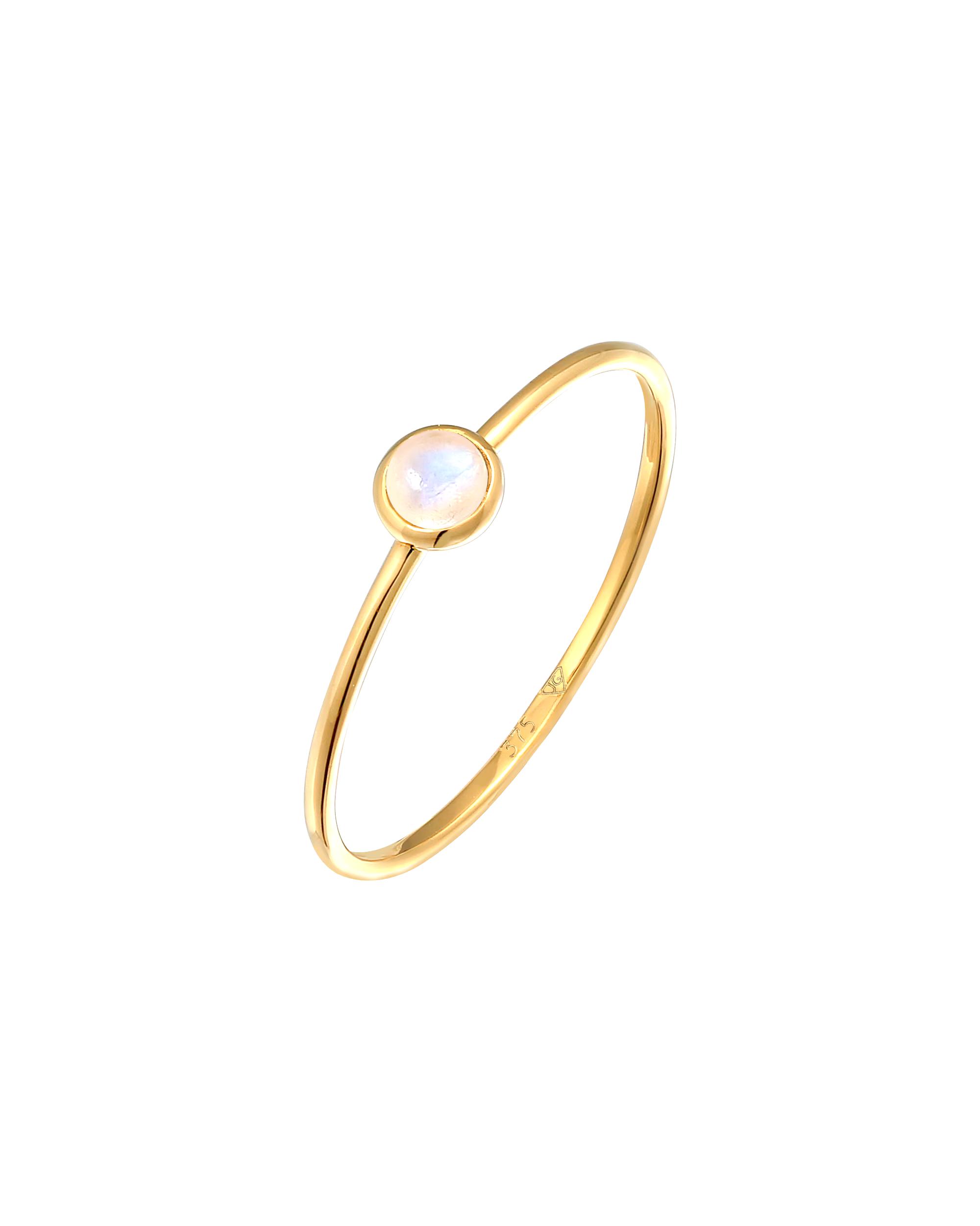 Elli PREMIUM ring solitaire moonstone gemstone 375 yellow gold