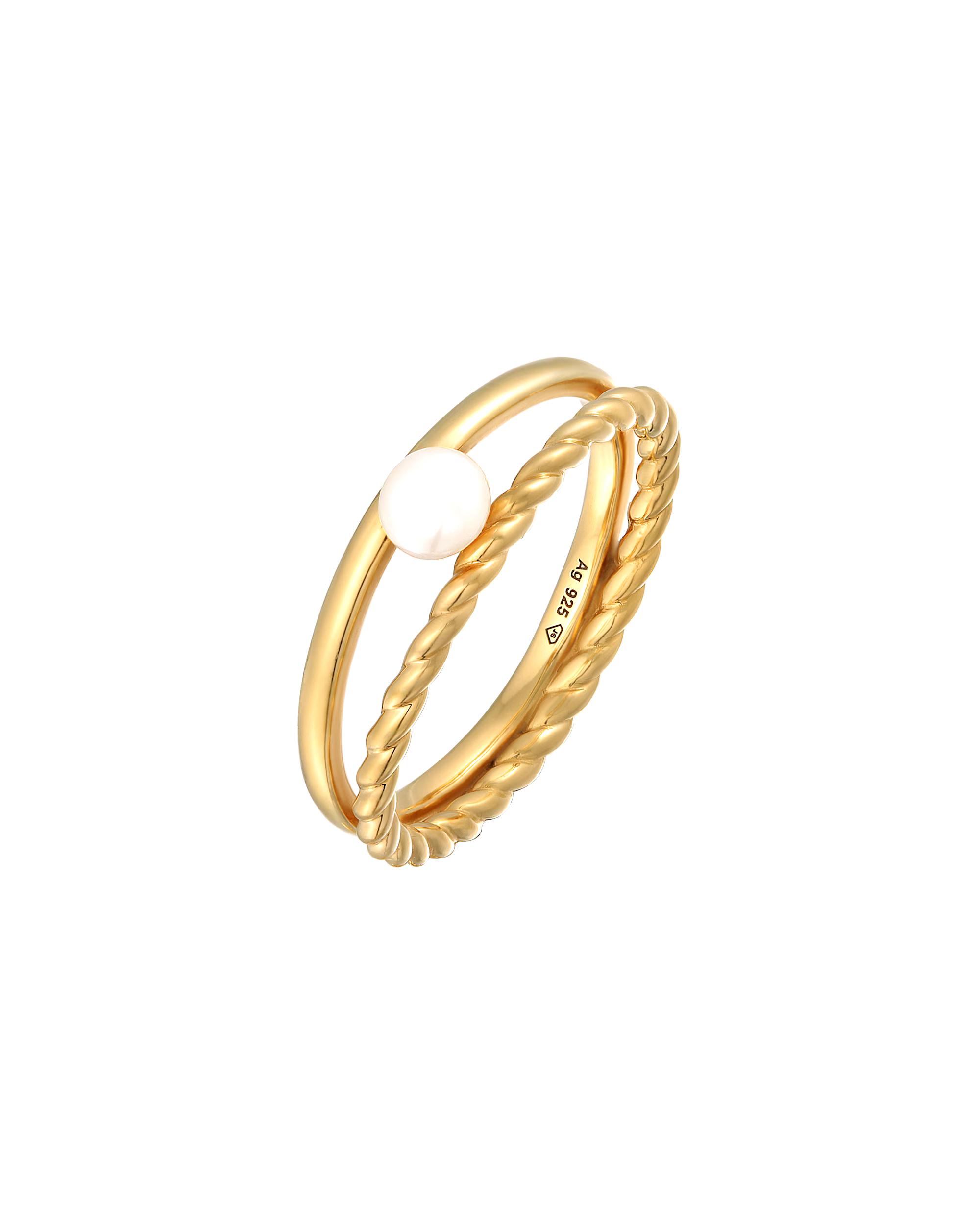 Elli PREMIUM ring freshwater cultured pearl fashionable cord 925 silver