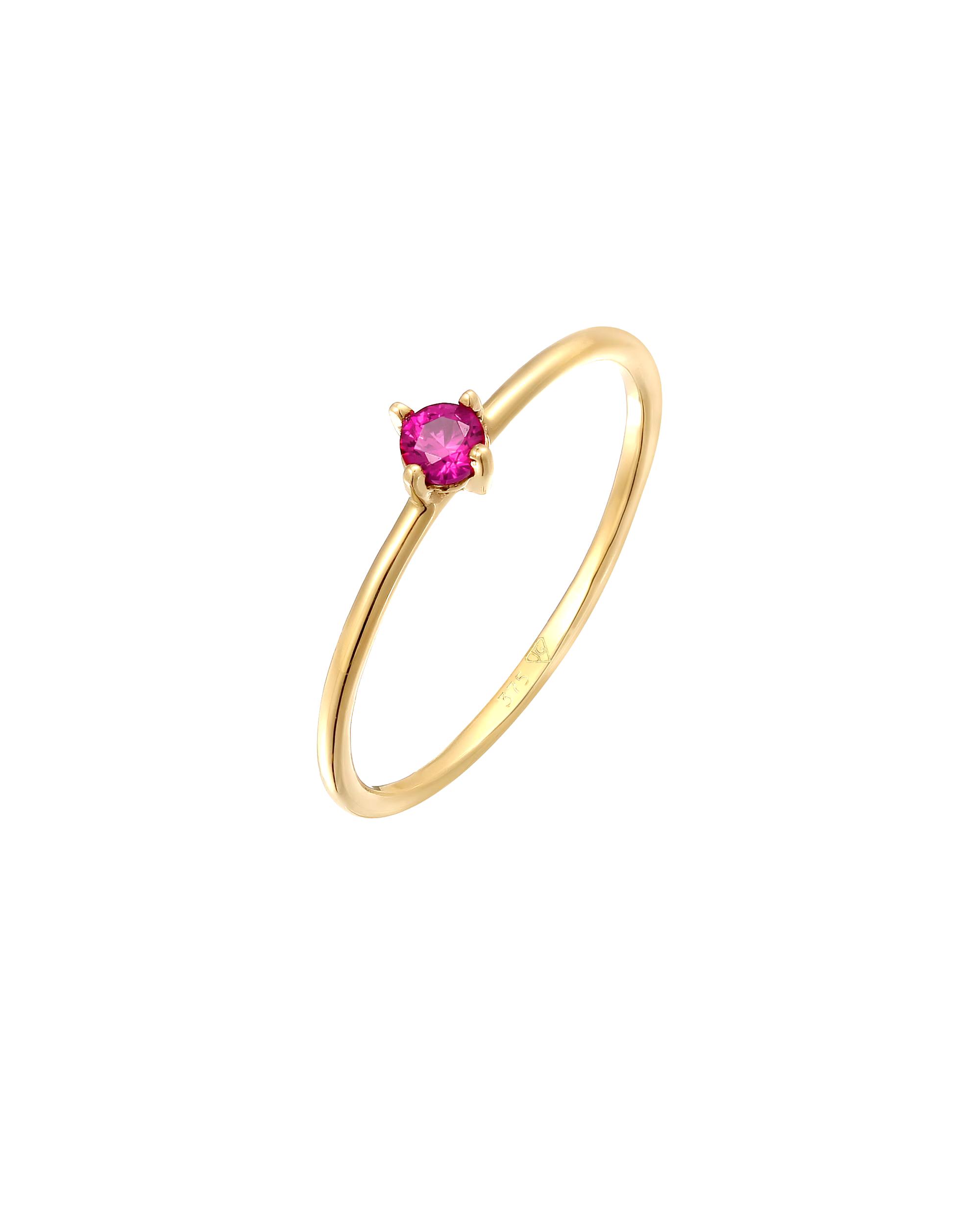 Elli PREMIUM ring synthetic ruby ​​solitaire 18k yellow gold