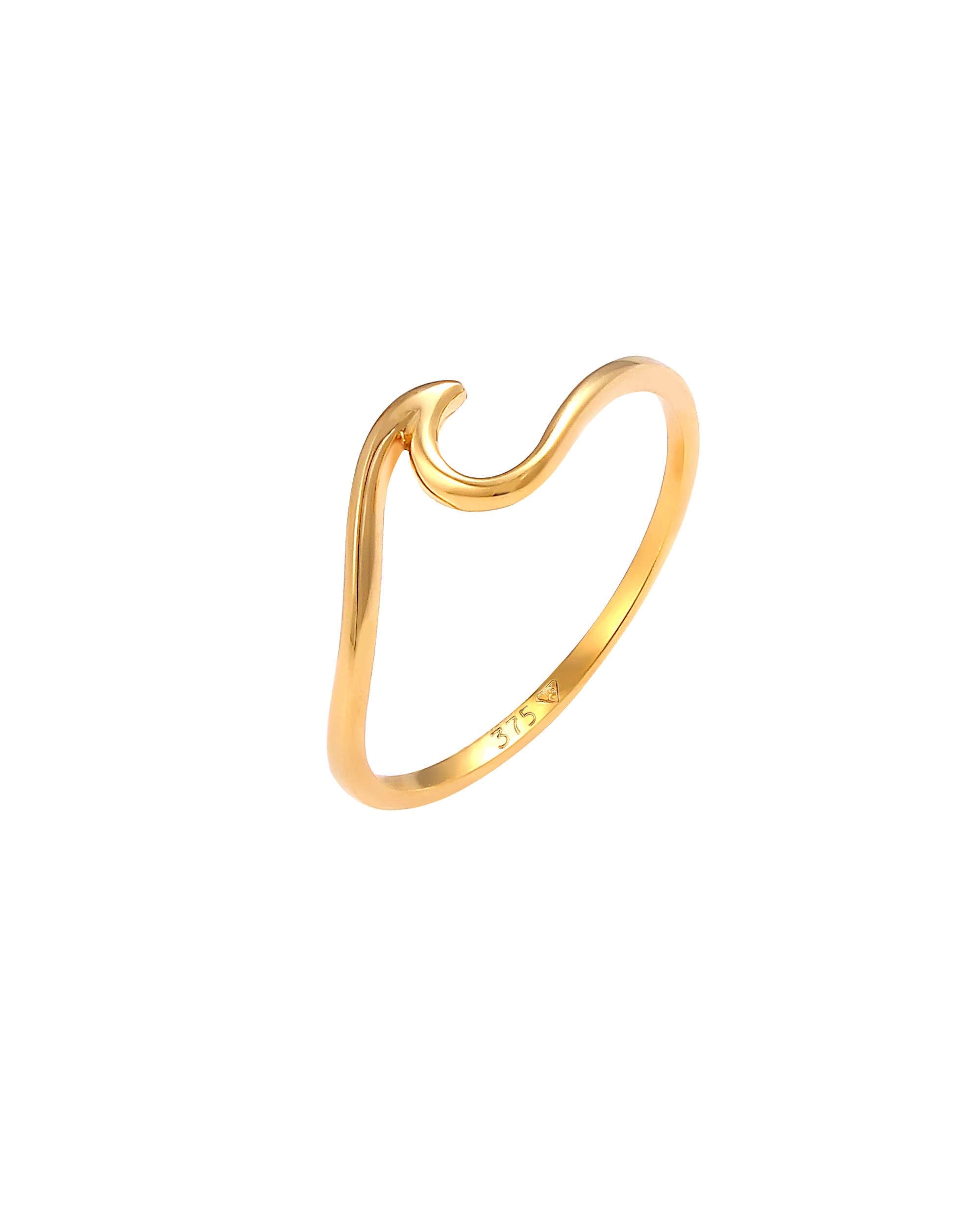 Elli PREMIUM ring waves wave beach maritime 375 yellow gold