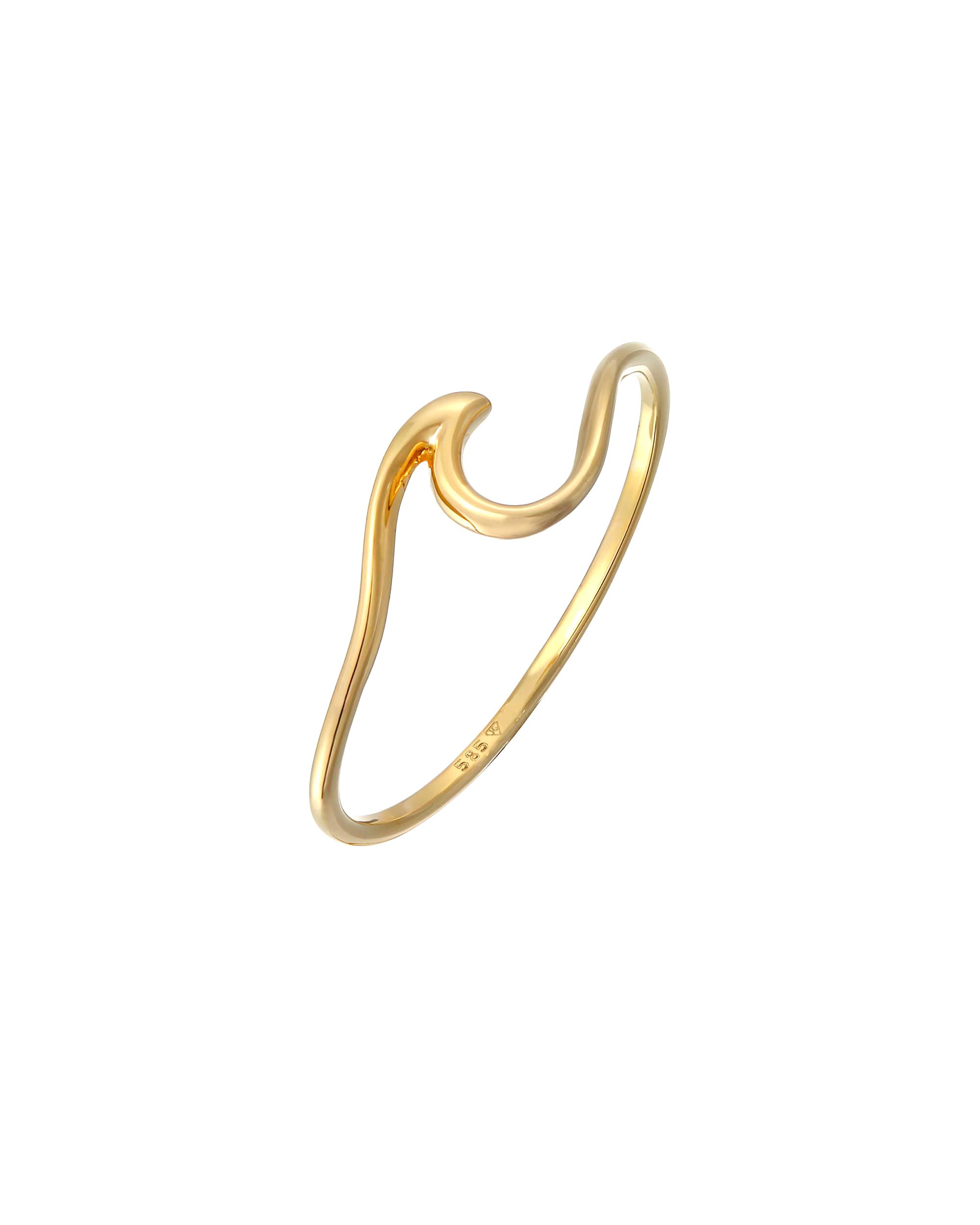 Elli PREMIUM ring waves wave beach maritime 585 yellow gold
