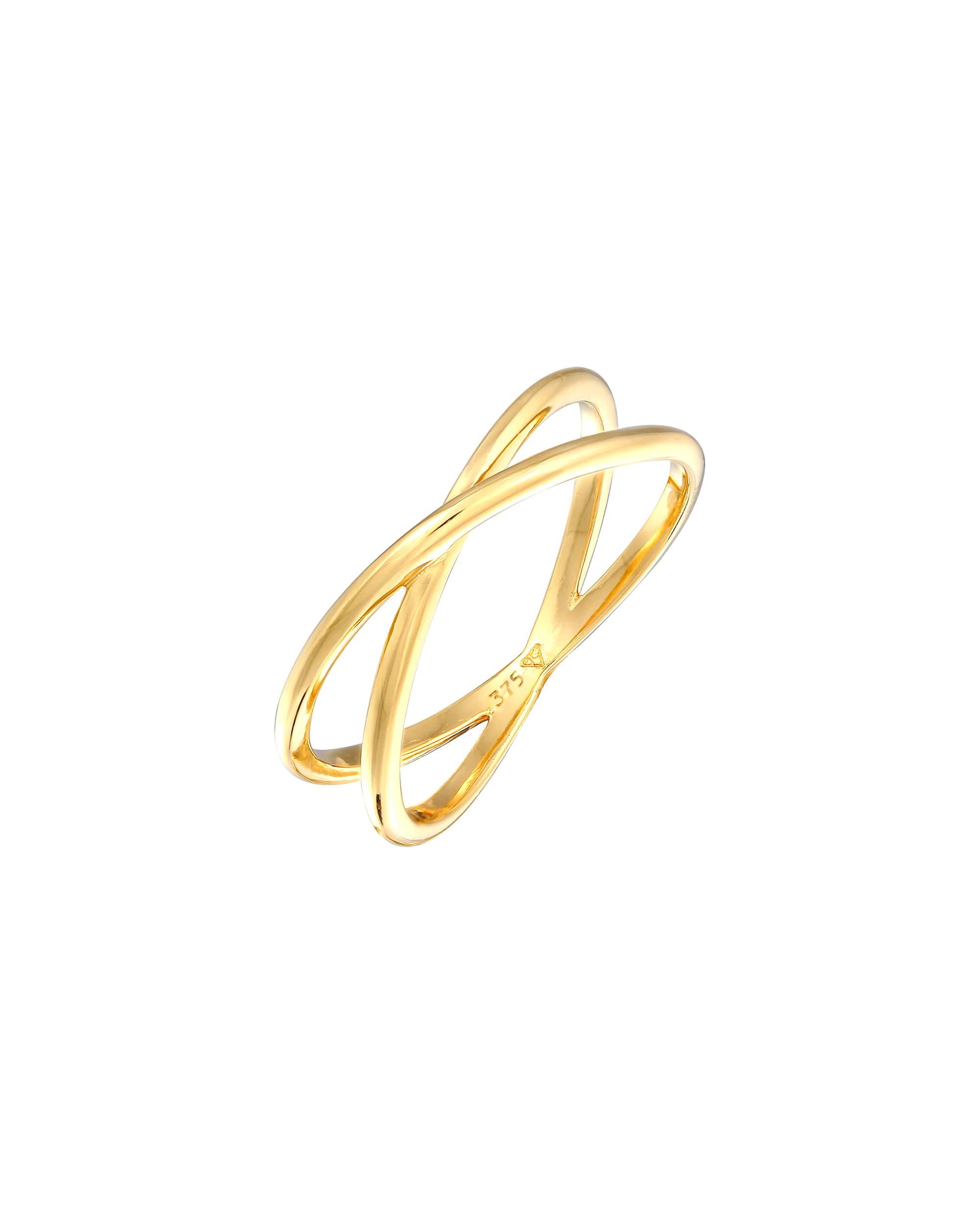 Elli PREMIUM ring X cross wrap ring 375 yellow gold