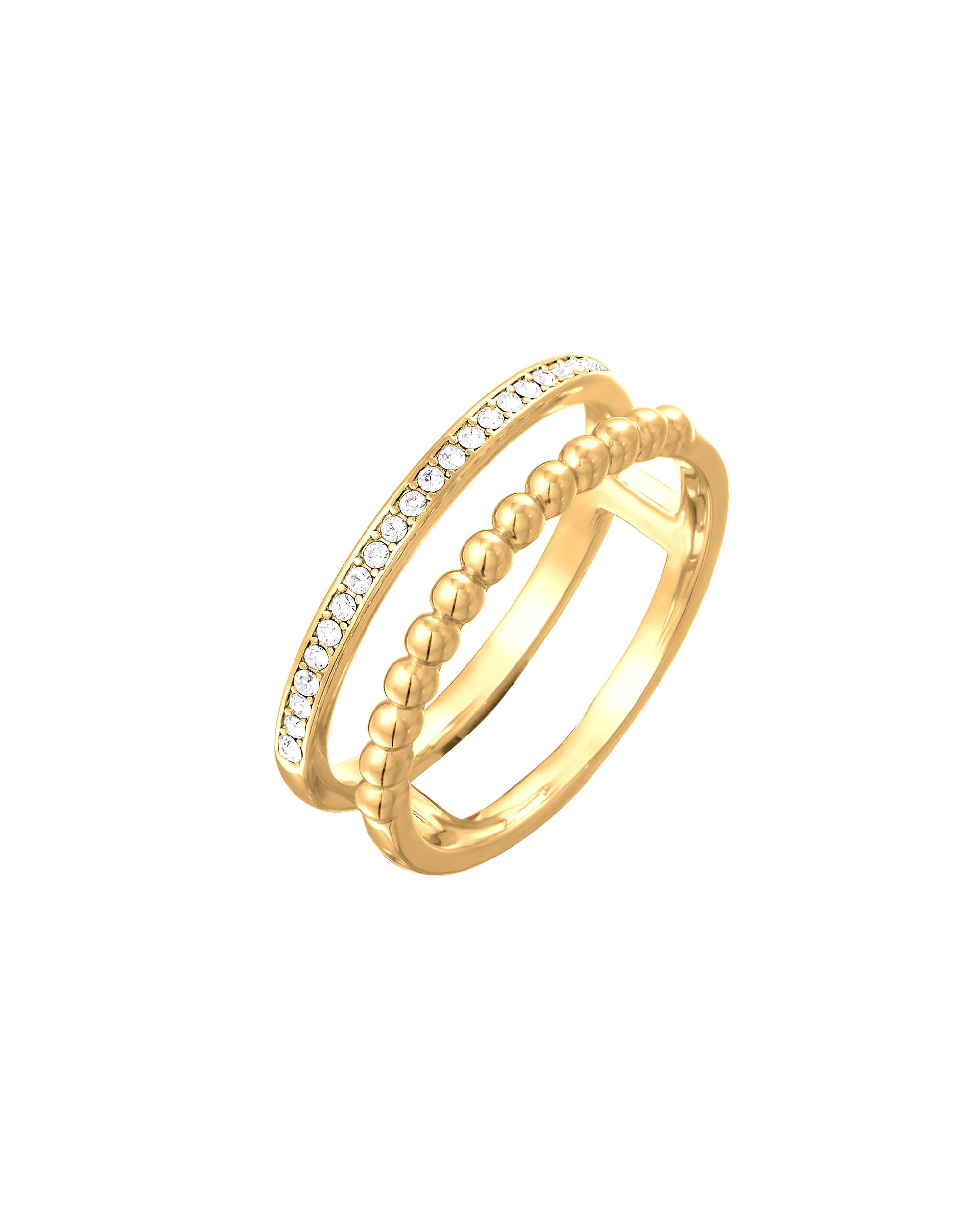 Elli ring 2 rows of crystals in silver for women