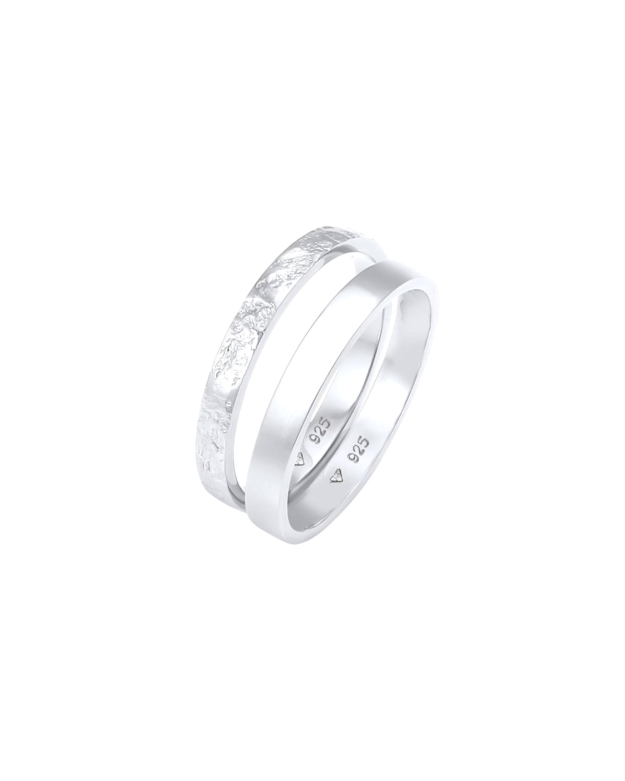 Elli ring set of 2 band rings basic organic look 925 silver