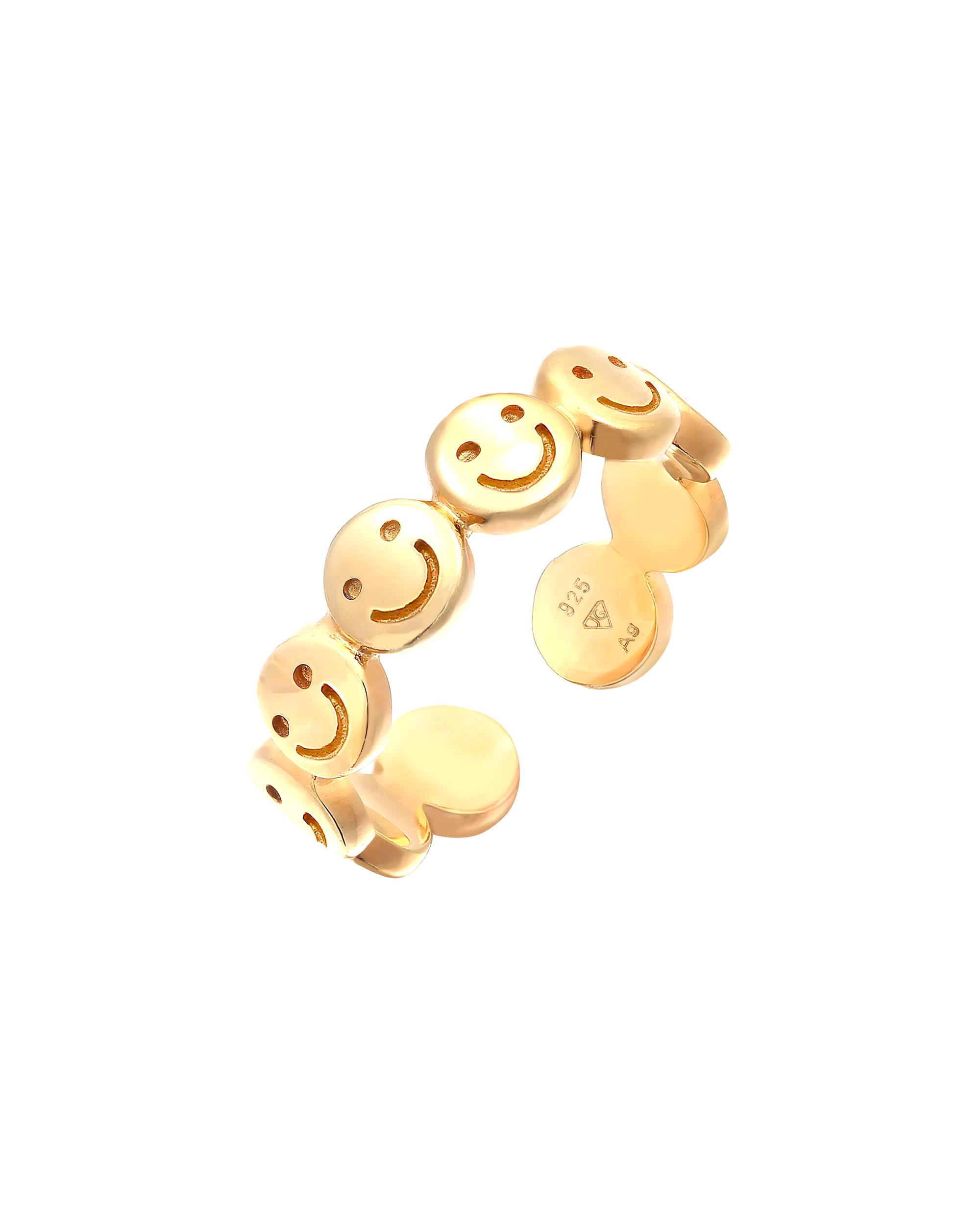 Elli Ring Band with Smiling Face Open 925 Silver