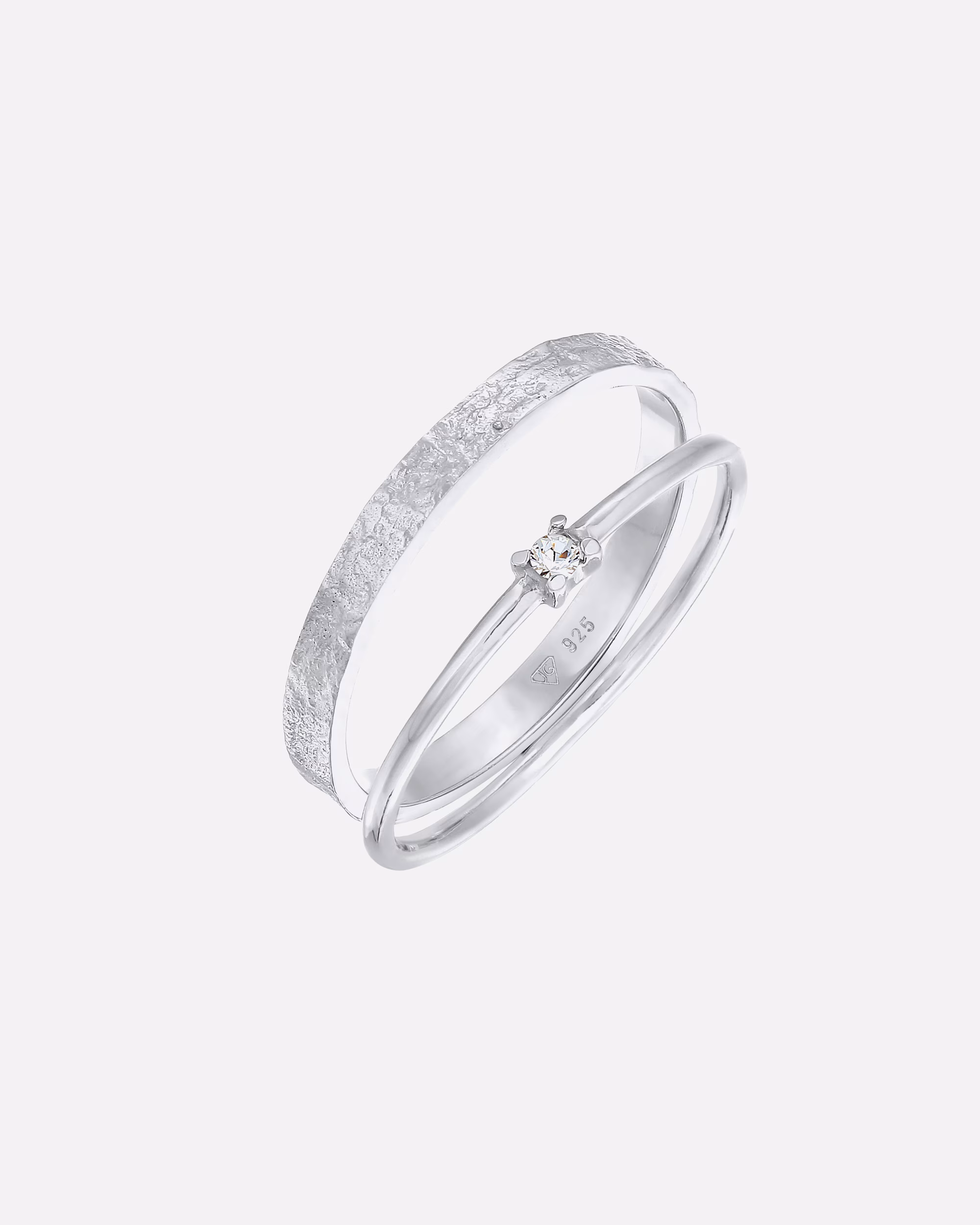 Elli Ring Elli Ring Stacking Ring Crystal Solitaire Band Ring Set 925 Silver
