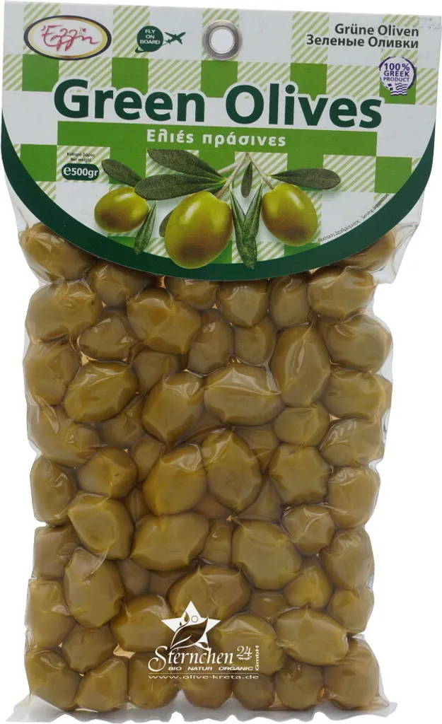ELLH ELLIE 14668 Green Olives 500g vacuum packed from Crete 500g