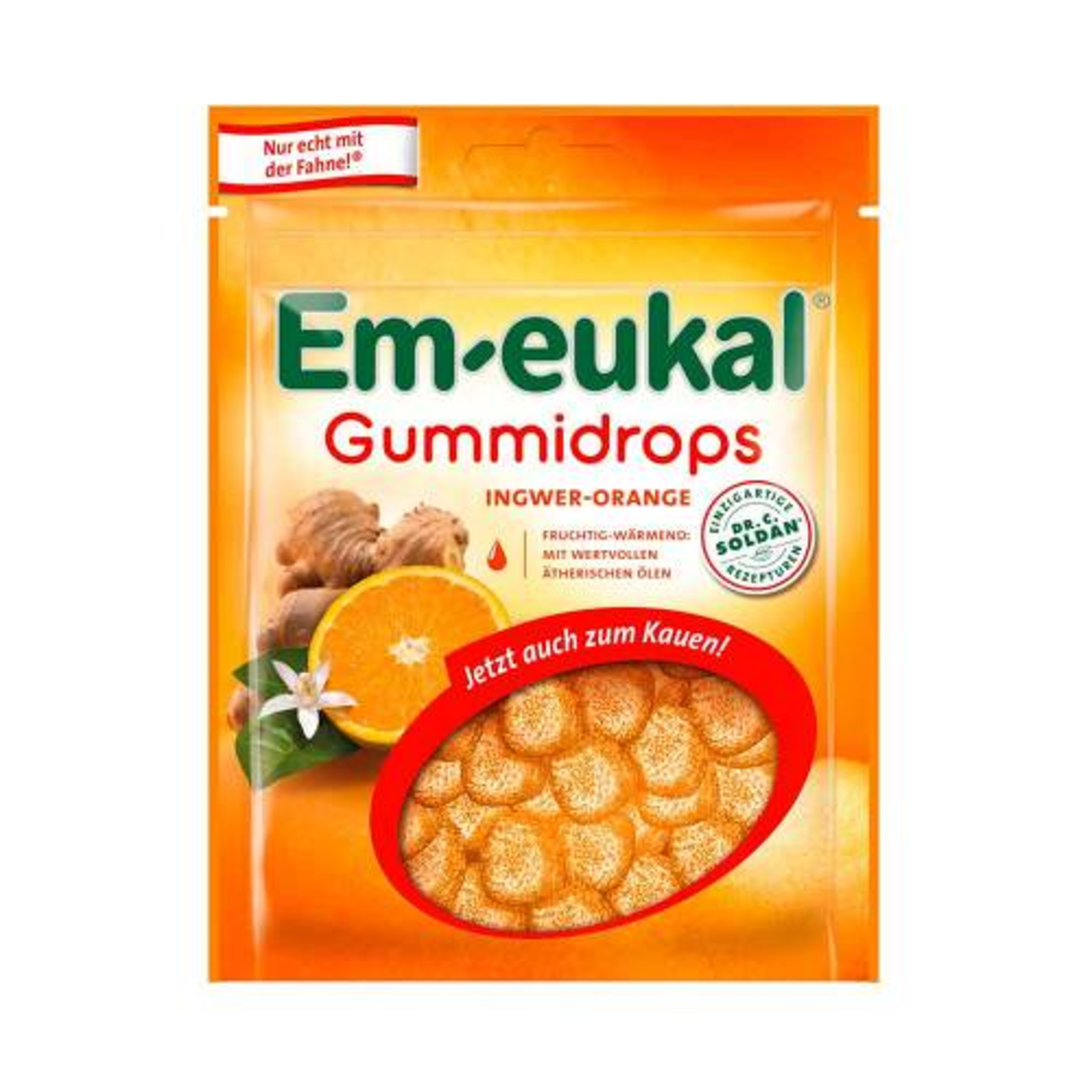 Em-eukal gum candies ginger-orange with essential oils