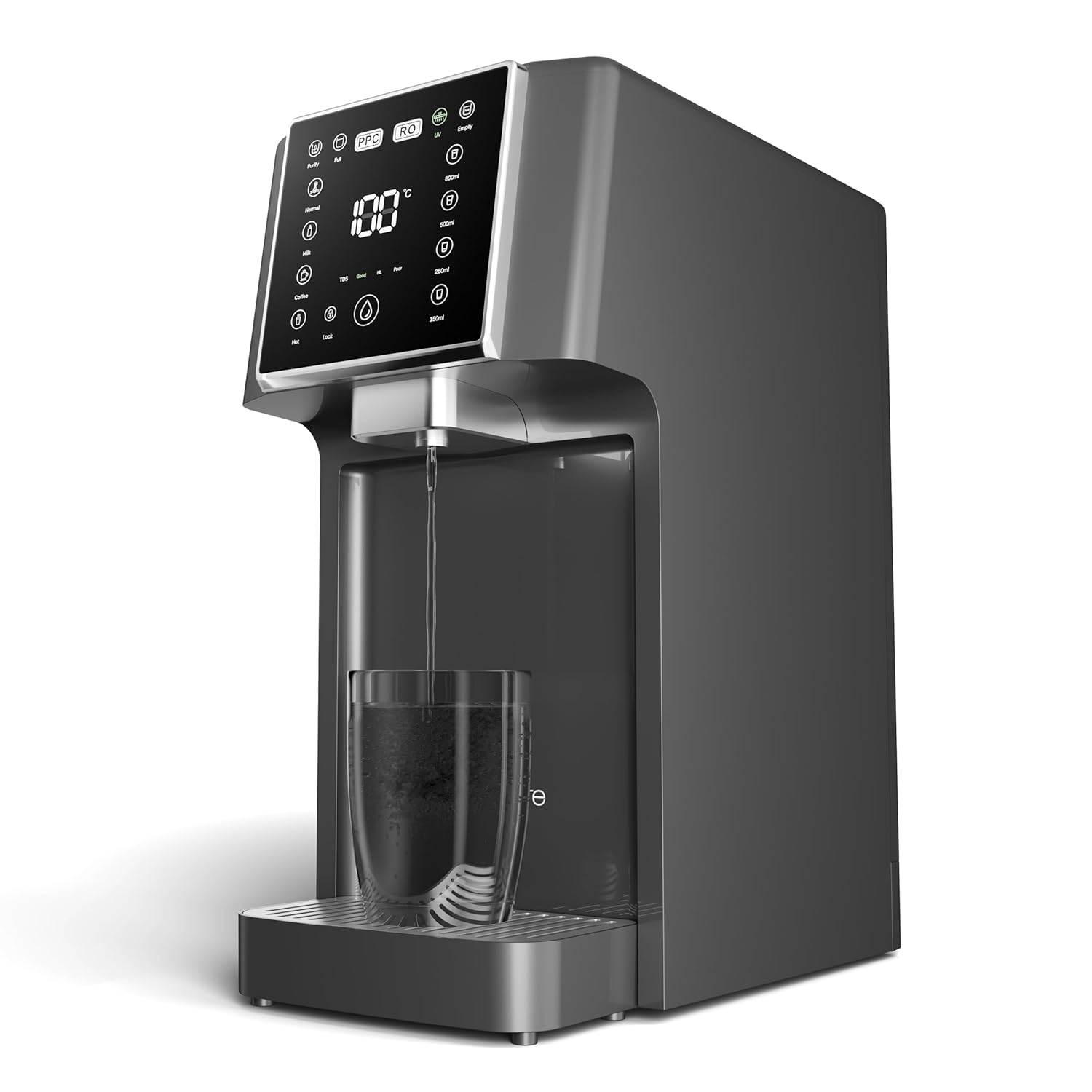 Slim Osmosis System Drinking Water Countertop Direct Flow Reverse Osmosis System Hot Water Dispenser 4 Temperature Levels 3S Heating Limescale Filter UV Osmosis Water Filter for Kitchen Office