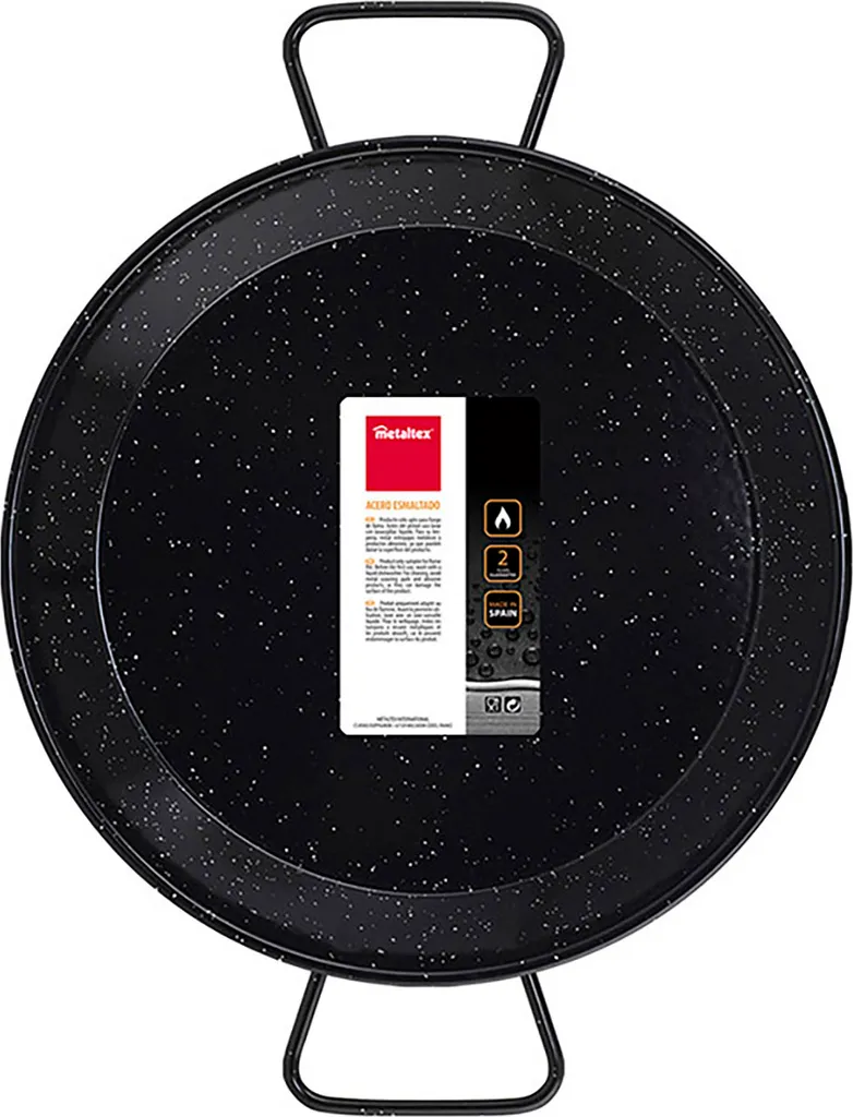 Metaltex Enamelled paella pan made of enamelled steel, 28 cm, 3 servings