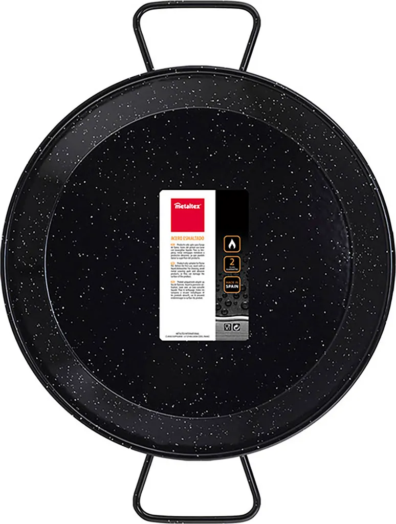 Metaltex Enamelled paella pan made of enamelled steel, 32 cm, 5 servings