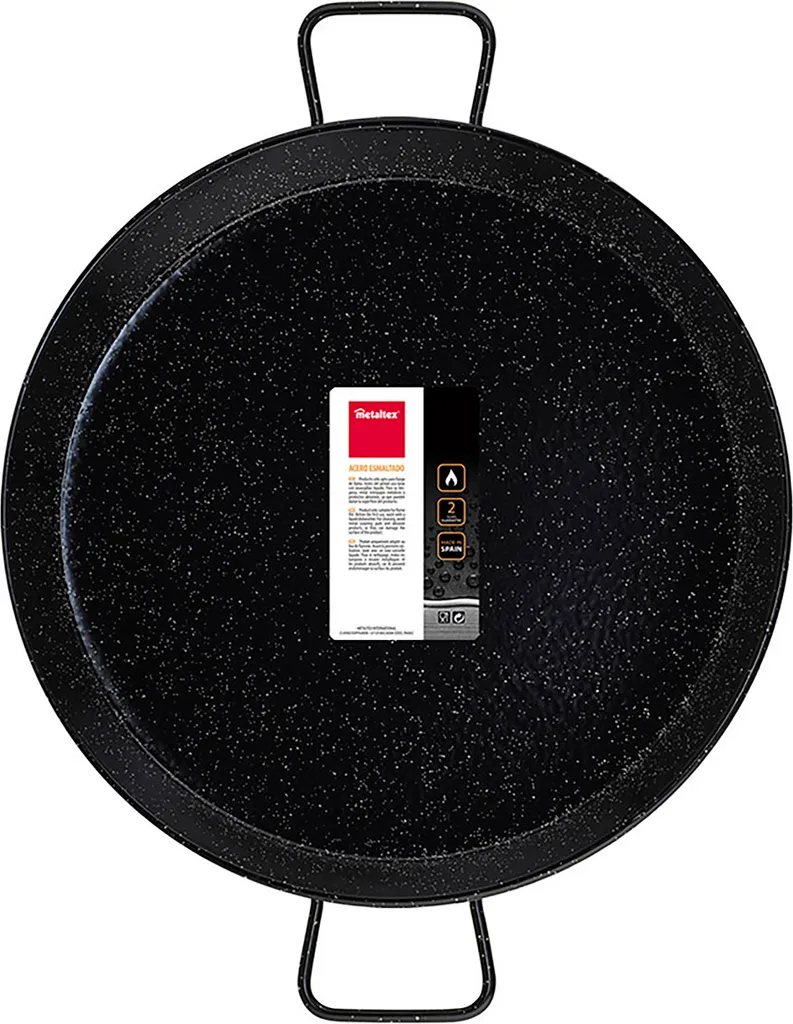 Metaltex Enamelled paella pan made of enamelled steel, 46 cm, 12 servings