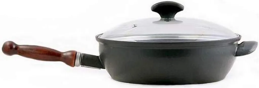 Enameled frying pan BSE with removable wooden handle and glass lid. 26 cm - Belis