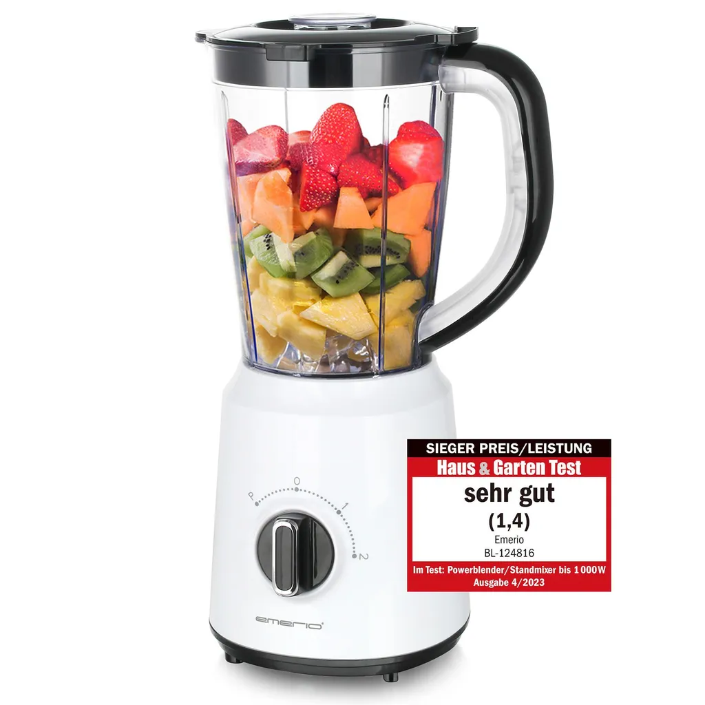 Emerio Blender 1.5 L – Smoothie Maker with 2 Speed ​​Settings – Stainless Steel Blades & Dishwasher Safe – 500 W – Blender-to-Go BL-124816.7