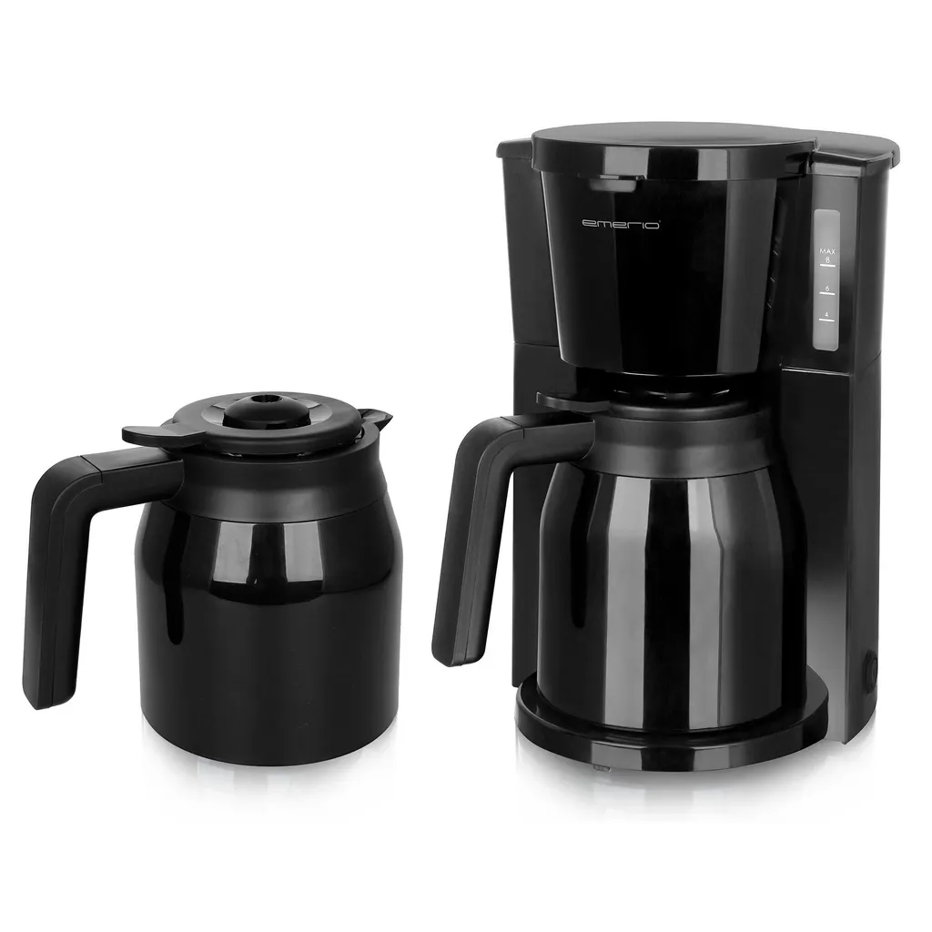 Emerio coffee maker with double thermal carafe – 1 L filter coffee – 8 cups – drip-stop system – also suitable for camping – CME-125050 - Black