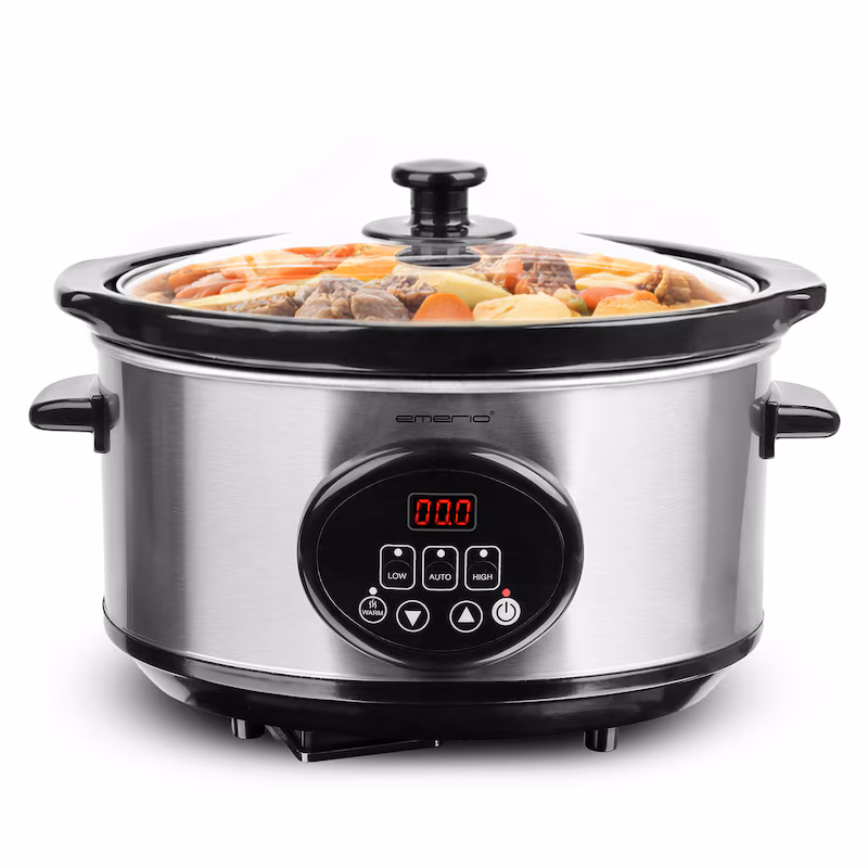 Emerio Slow Cooker 240W – 3.5L – Keep Warm Function – Digital Display – 3 Heating Levels – Removable Ceramic Inner Pot – Cool-Touch – SC-129406