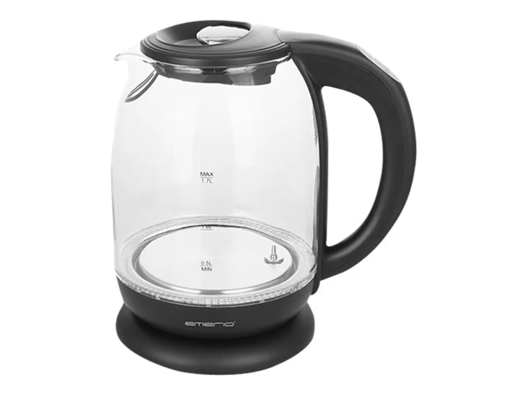 Emerio Glass Kettle with Temperature Selection (60°C, 70°C, 80°C, 90°C, 100°C), BPA-free, Boil-dry protection, Auto-off, 2200 watts, stainless steel, 1.7 liters, quiet operation