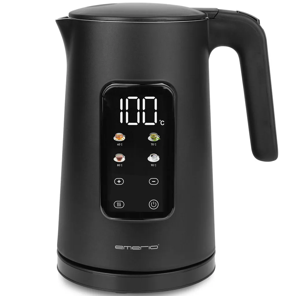 Emerio Kettle with Temperature Control, 1.7 Liters – Touch Control – 360° Swivel Base – Keep Warm Function – 2200 W – WK-132229 – Black