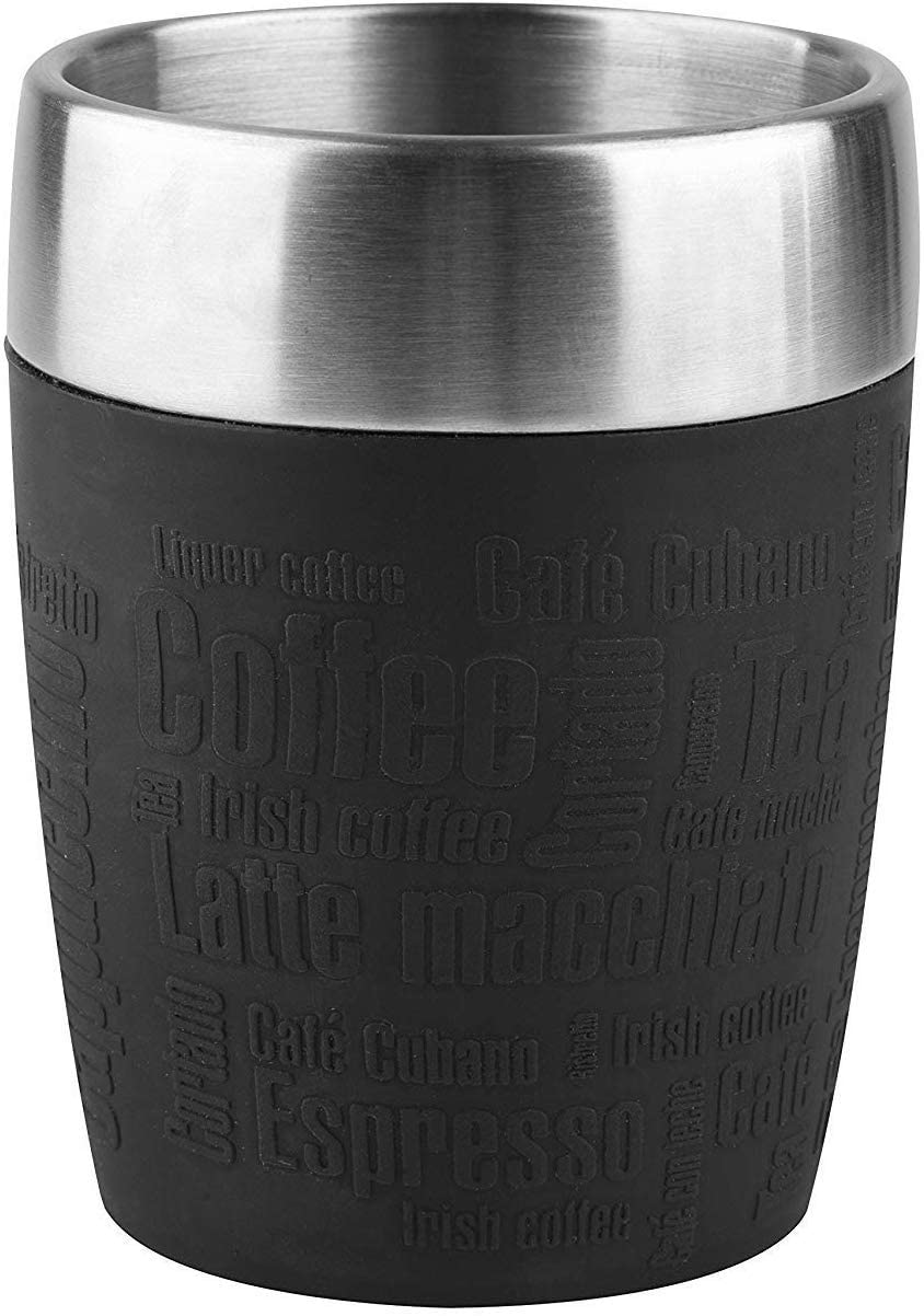 Emsa 514514 Isolating Drinking Cup, Enjoying Mobil, 200 ml, Rotary Drinking, Black, Travel Cup