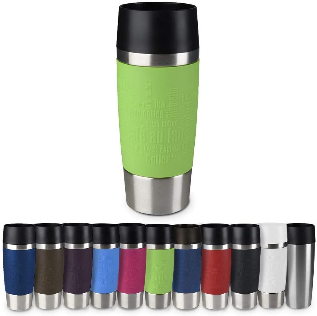 Emsa 513548 Travel Mug, Classic Thermo/Insulated Mug Capacity 360 ml, Keeps Hot for 4 Hours / Cold for 8 Hours, 100% Leak-Proof, Quick Press Closure, 360° Drinking Opening, Lime