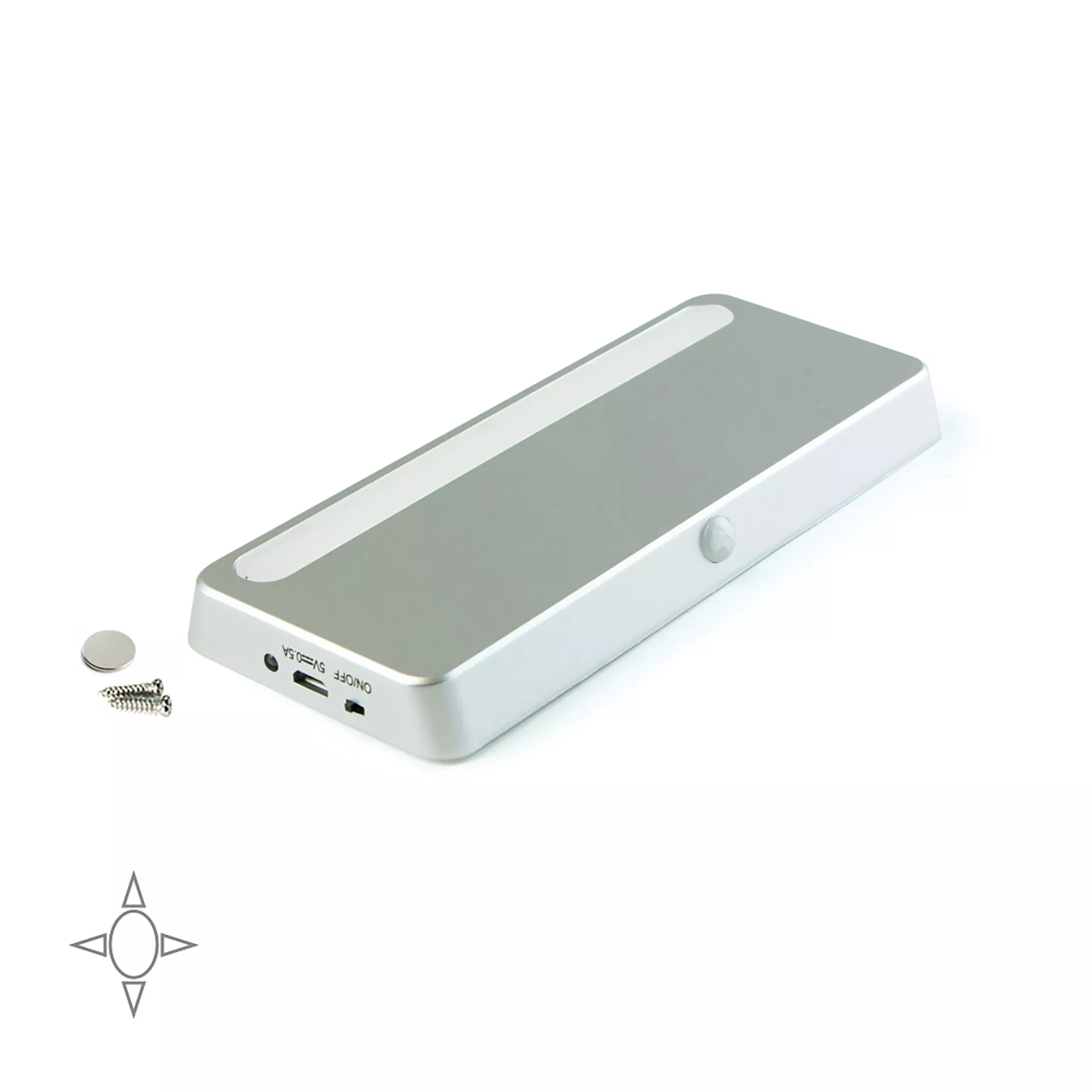 EMUCA LED light Kraz, USB rechargeable, with motion sensor, natural white light 4000K, plastic, metallic grey
