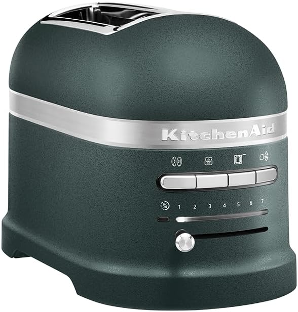 KitchenAid 2 Slice Toaster with Sandwich Tongs, Artisan, Retro Toast Machine, Various Functions and Browning Levels, Green