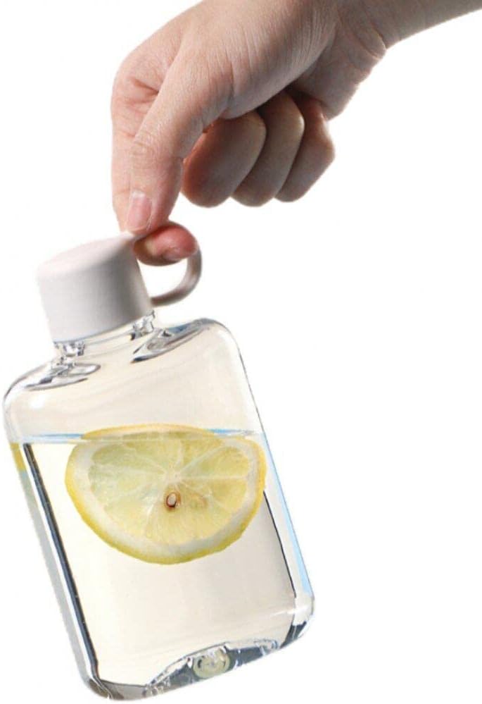 Hrippy Mini Water Bottle Flat Clear Portable Pad Drinks Kettle Notebook Milk Juice Handbag Water Bottle
