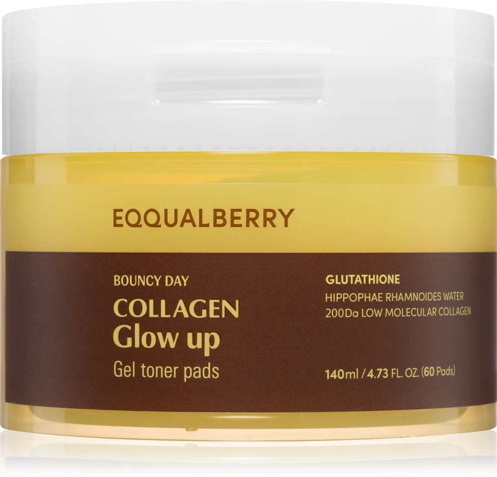 EQQUALBERRY Collagen Glow Up Gel Toner Pads: Toning pads for facial skin rejuvenation