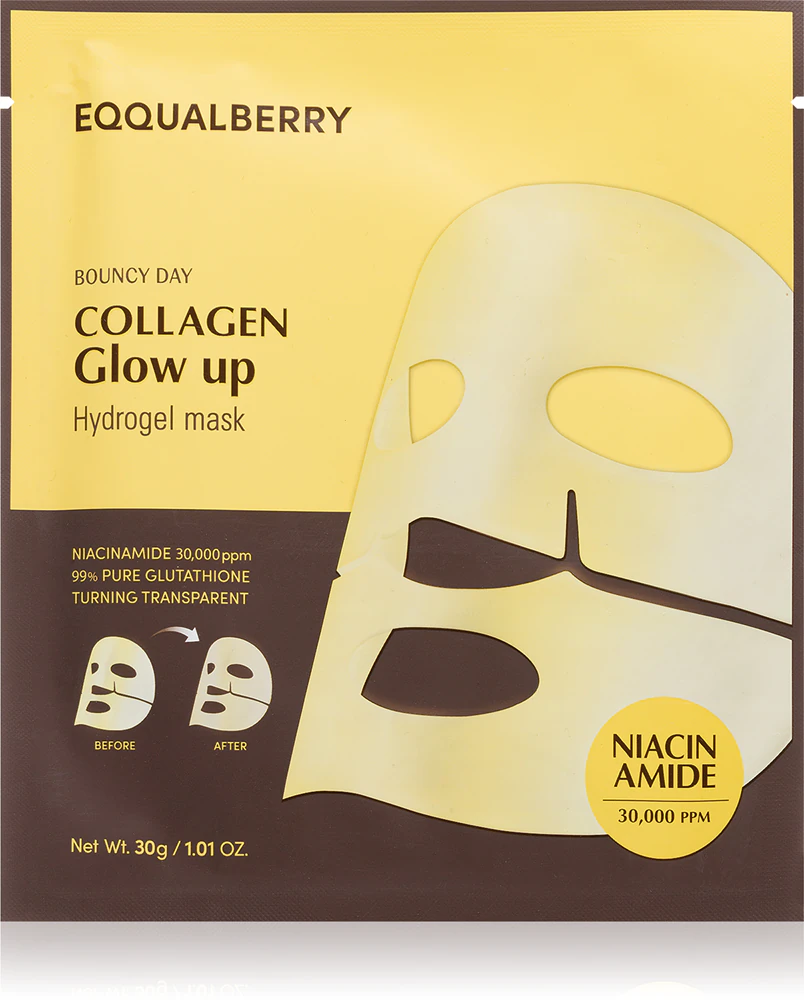 EQQUALBERRY Collagen Glow Up Hydrogel Mask Cell layer mask with brightening and moisturizing effect with gel texture 30gm