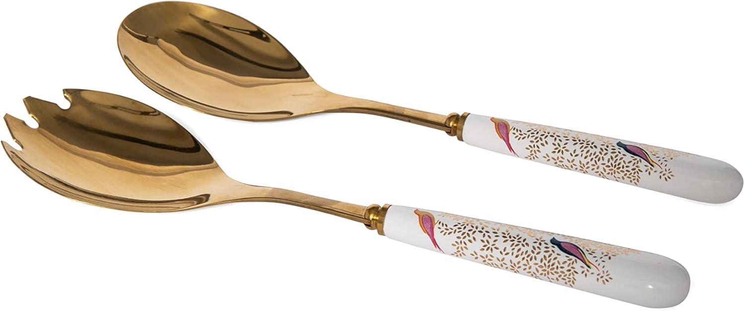 Sara Miller Chelsea Collection Gold Salad Servers Packed for Portmeirion