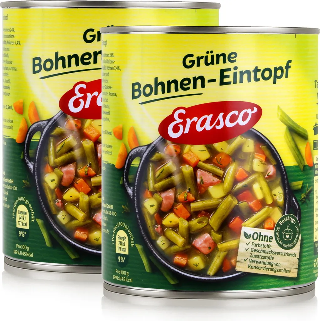 GB Foods Erasco Green Bean Stew 800g Ready Meal (2 Pack) 1600g