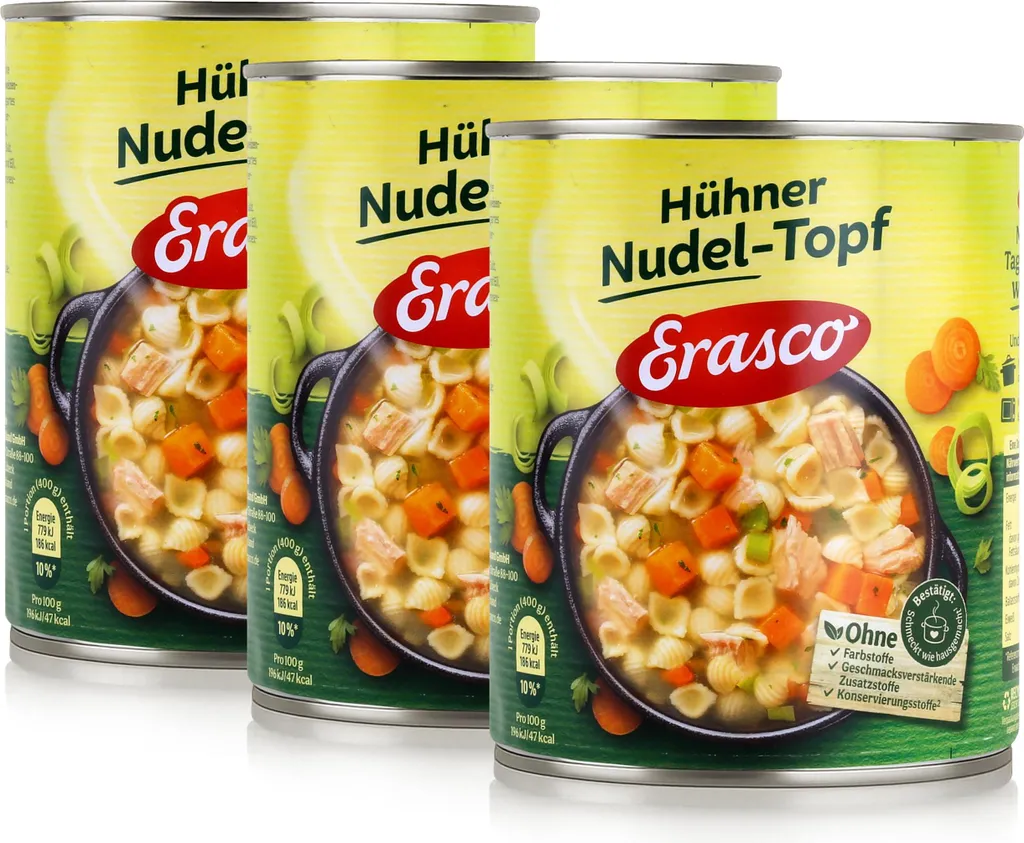 GB Foods Erasco Chicken Noodle Pot 800g Ready Meal (3 Pack) 2400g