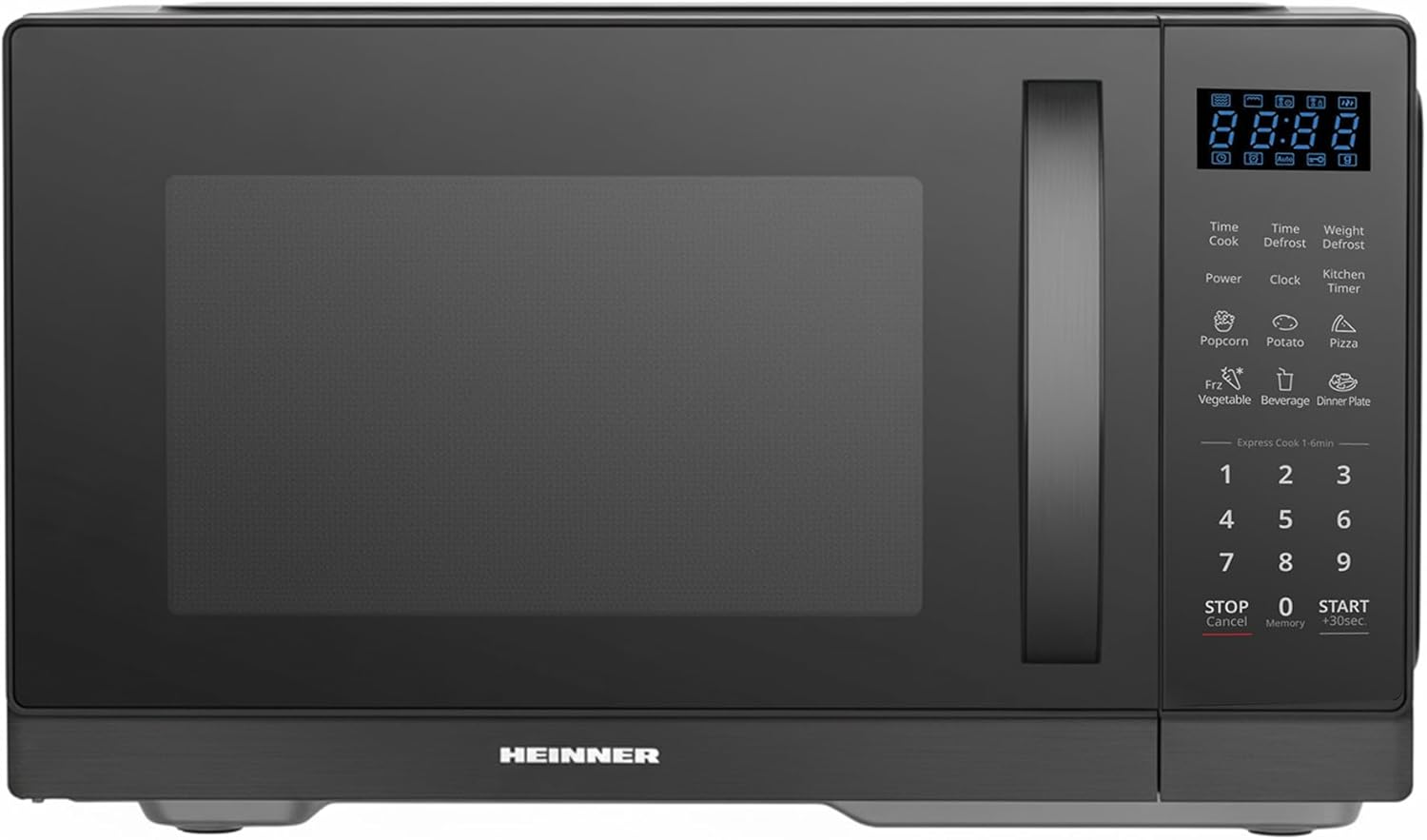 HEINNER Store HEINNER 25L Digital Microwave Oven HMW‑MD25DBK – 900W Countertop Microwave with LED Display, 11 Power Levels, Quick Cook & Defrost – Black Finish, Large Turntable, 5‑Year Warranty