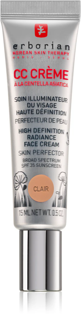 Erborian CC Crème Centella Asiatica brightening cream for a uniform skin color with SPF 25 small pack Farbton Clair  15 ml