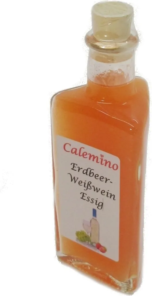 Calemino Strawberry white wine vinegar with 16.7% fresh strawberries, naturally cloudy, 100ml