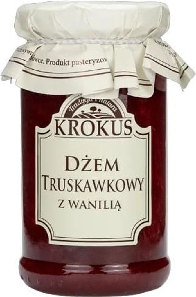 KROKUS (przetwory warzywne) Strawberry jam with vanilla, low sugar, gluten-free 235 g - Crocus
