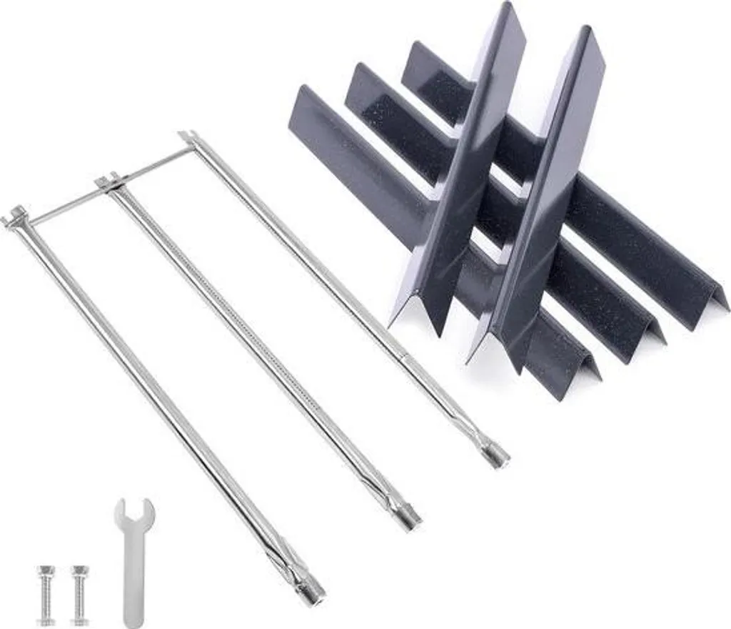 Merkloos Replacement burner tube set with flavorizer bars for Weber Spirit E310 E320 gas grills - 7508 7536 7537