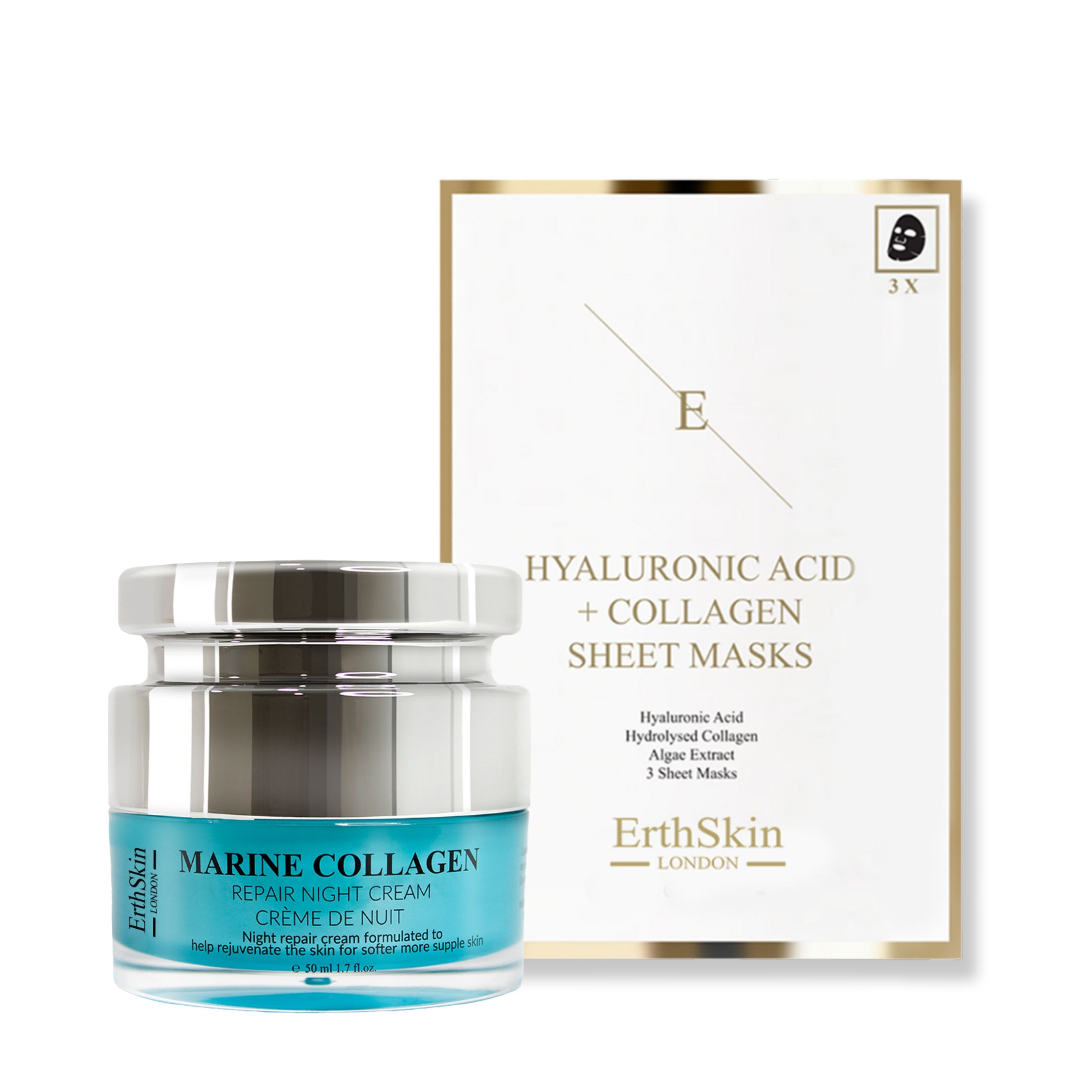 Erth skin london collagen night cream + mask set 50 ml