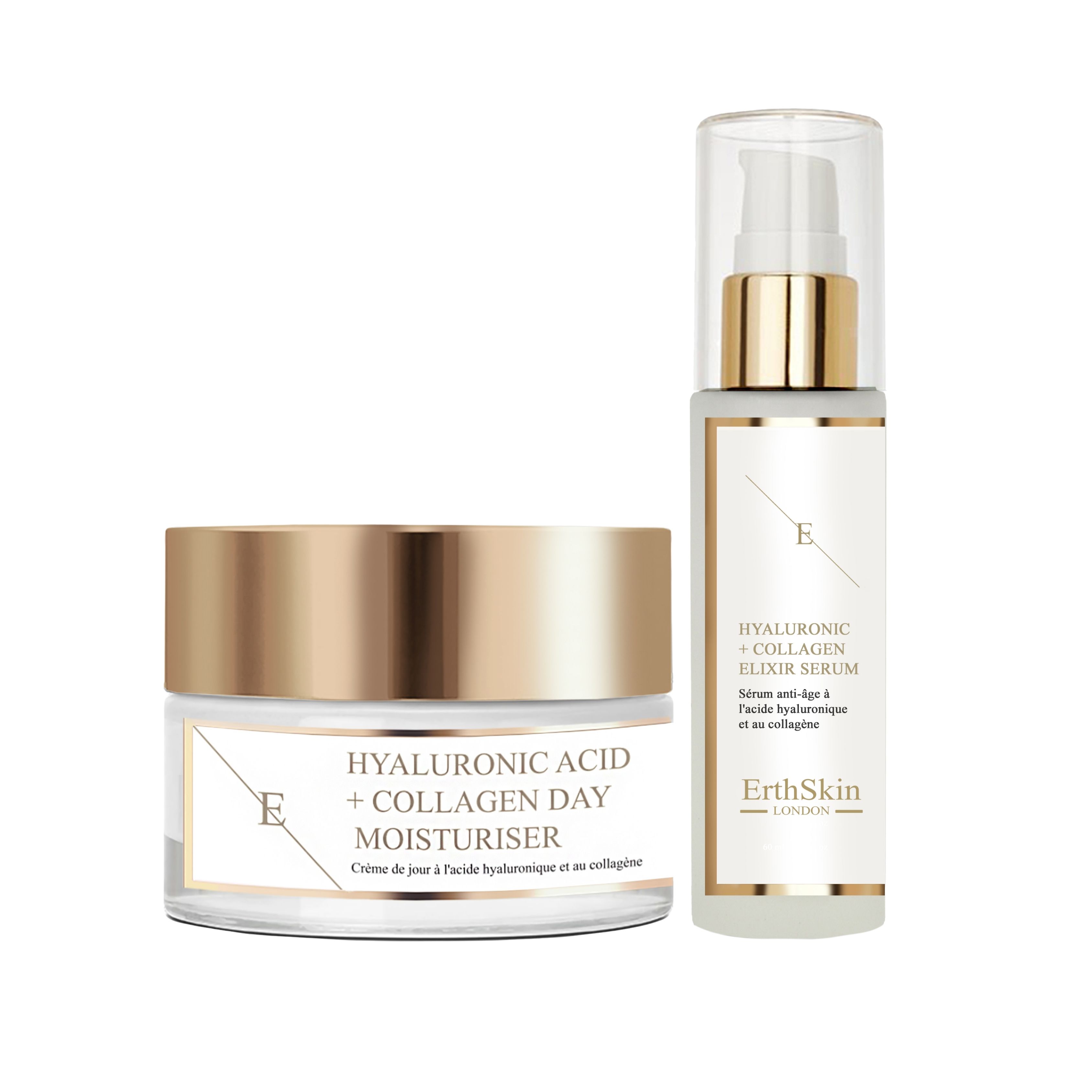 Erth skin london hyaluronic day cream + serum anti-aging set 110 ml