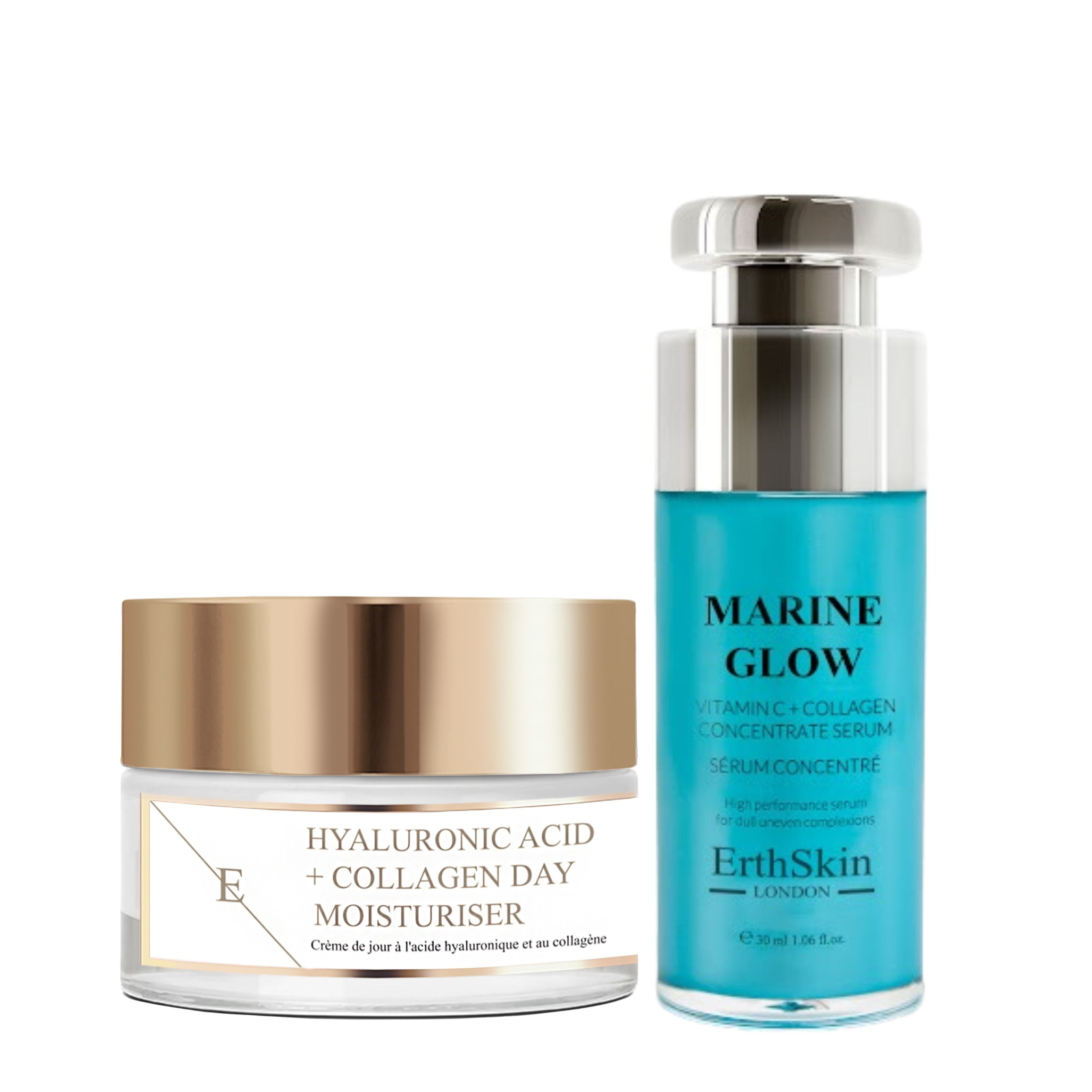 Erth skin london Marine Glow Serum & Hyaluronic Day Cream Anti-Aging Set 80 ml
