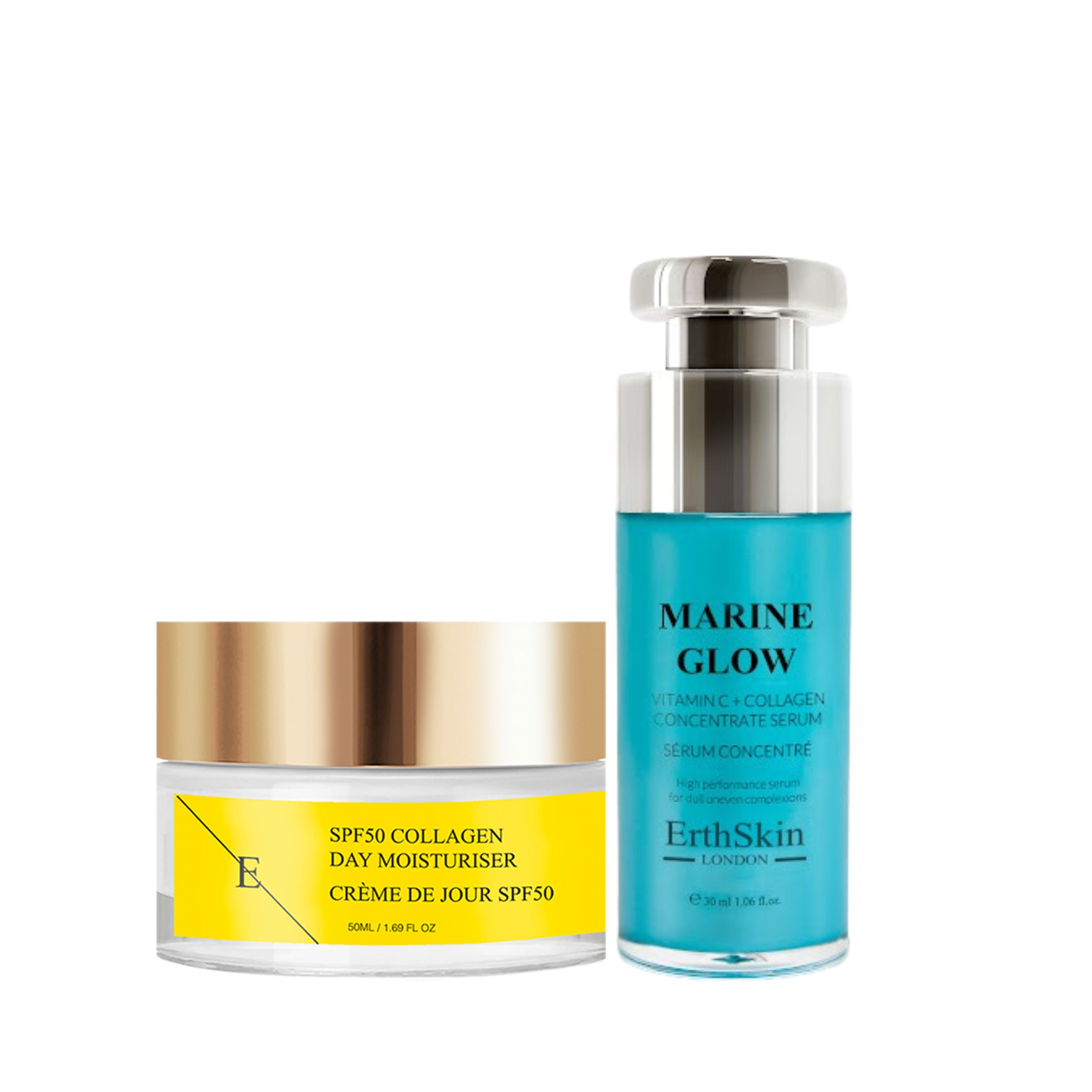 Erth skin london Marine Glow Serum & SPF Day Cream Set 80 ml